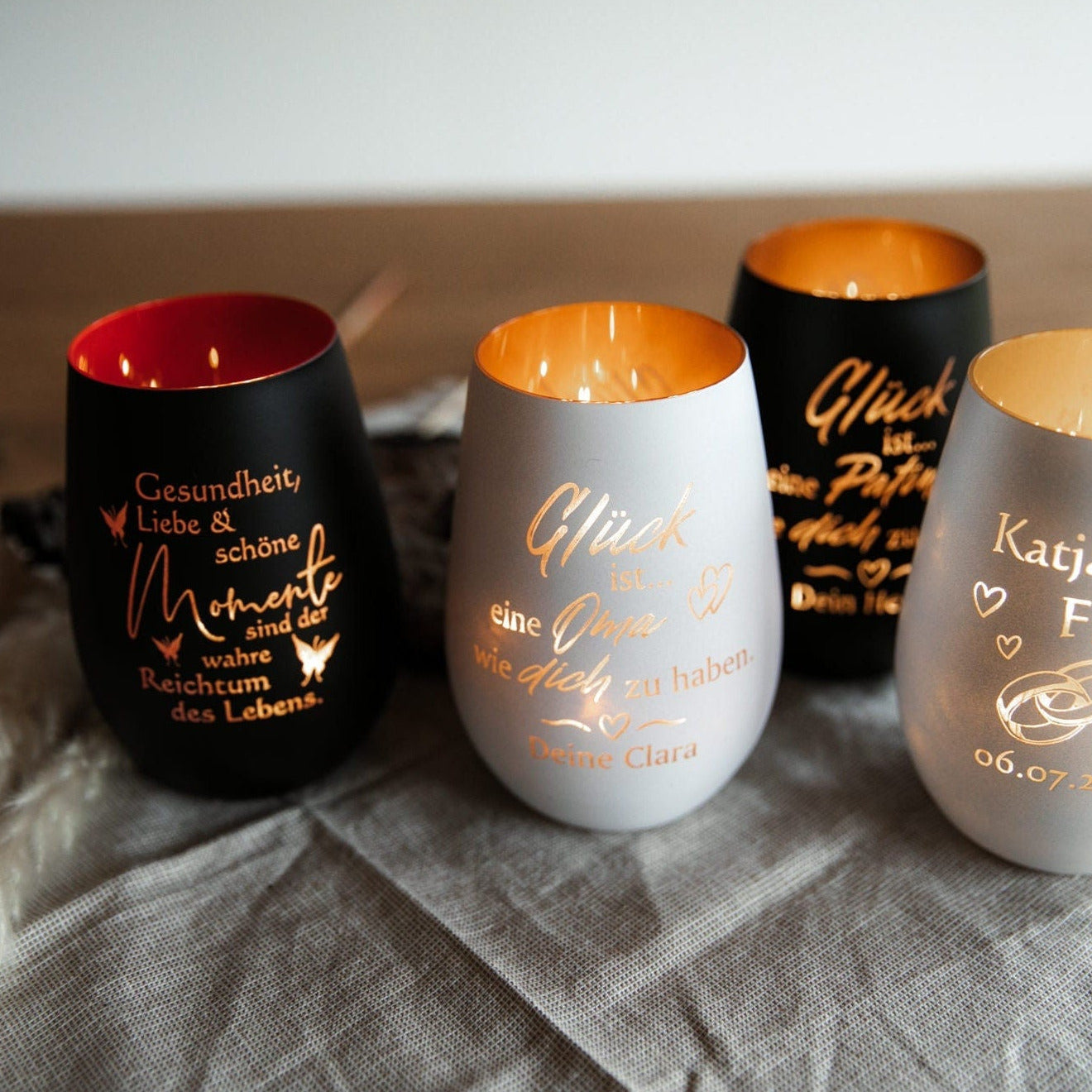 Graviertes Windlicht mit persönlicher Botschaft