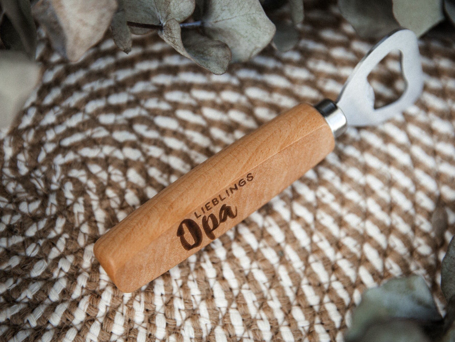 Lieblingsmensch Flaschenöffner aus Holz "Buche" / Personalisiert mit Namen