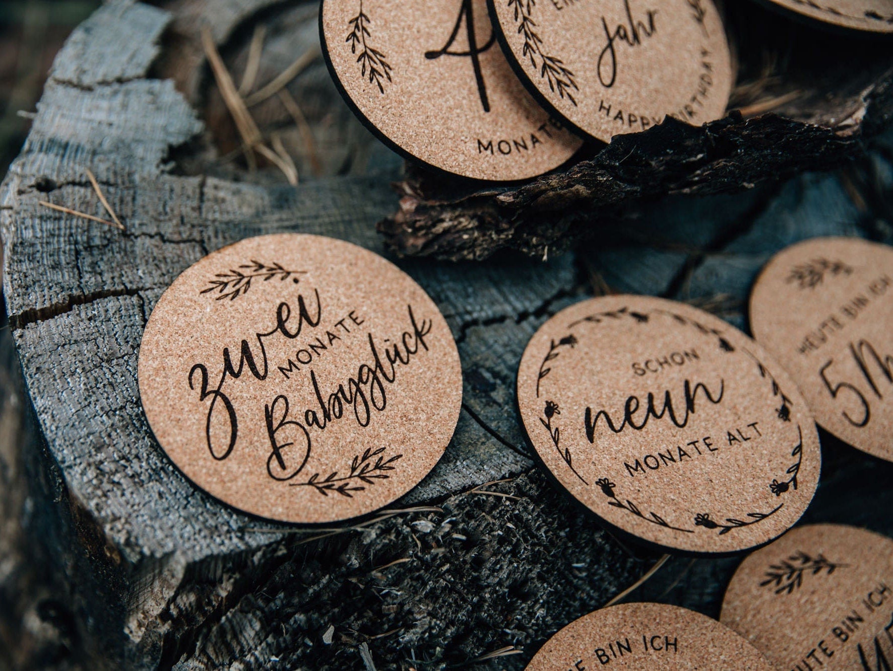 Meilensteinkarten Baby aus Kork - meine ersten Momente / Geschenk für Mütter oder zur Geburt