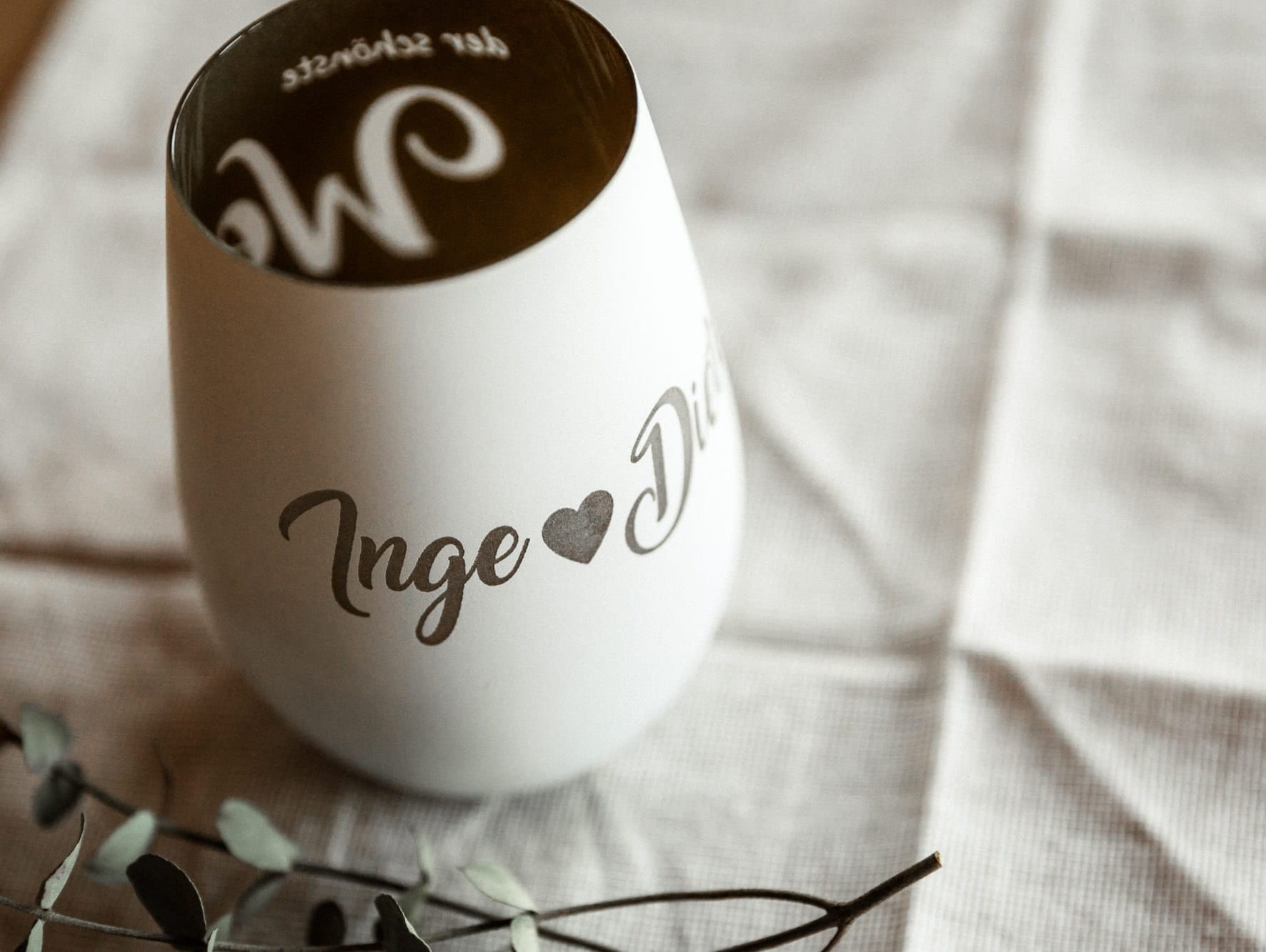 Personalisiertes Windlicht zur Hochzeit mit Namen auf der Rückseite / Der schönste Weg ist der gemeinsame