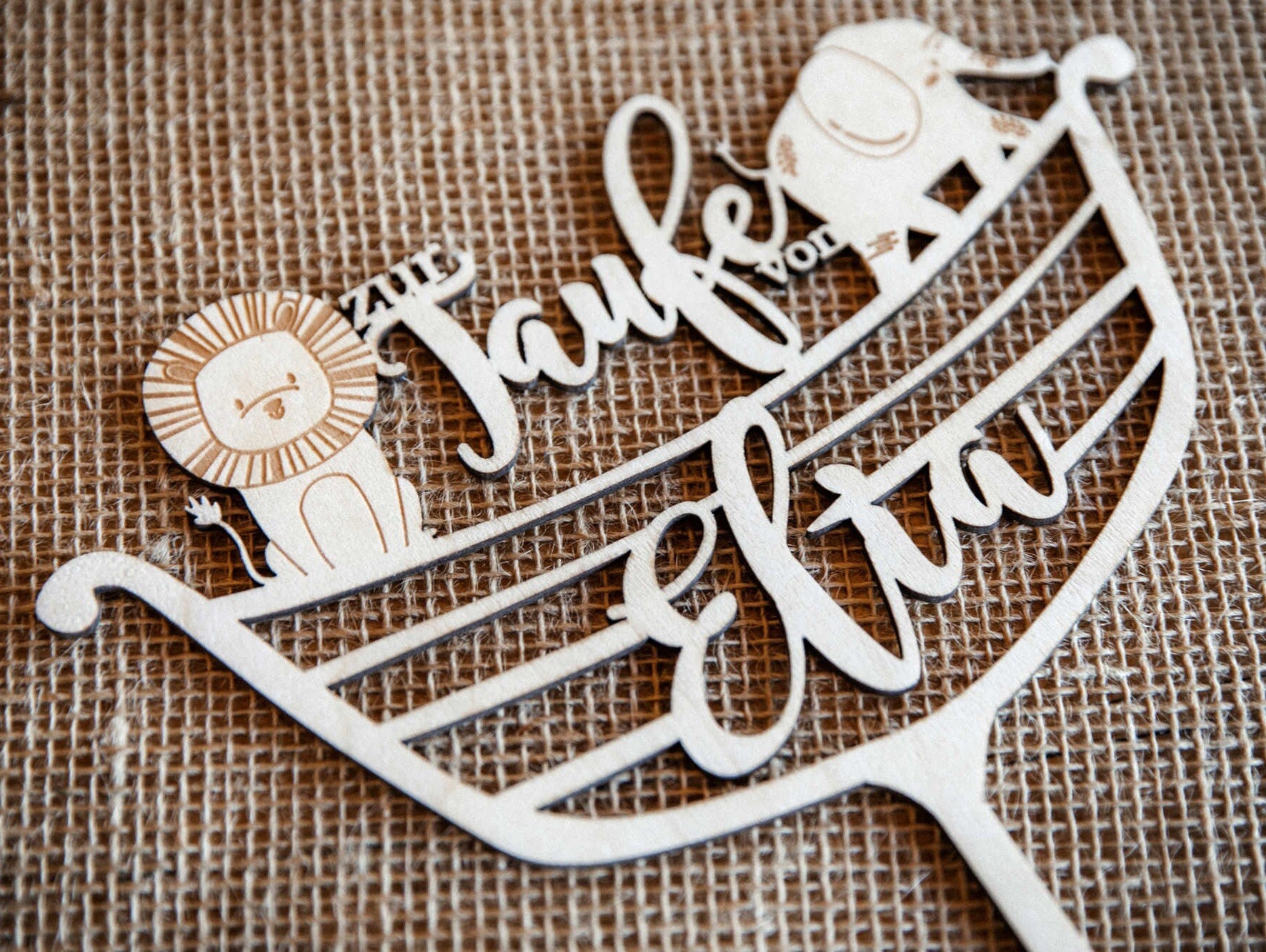 Personalisierter Caketopper zur Taufe / Arche Noah / Kuchendeko Tortenstecker