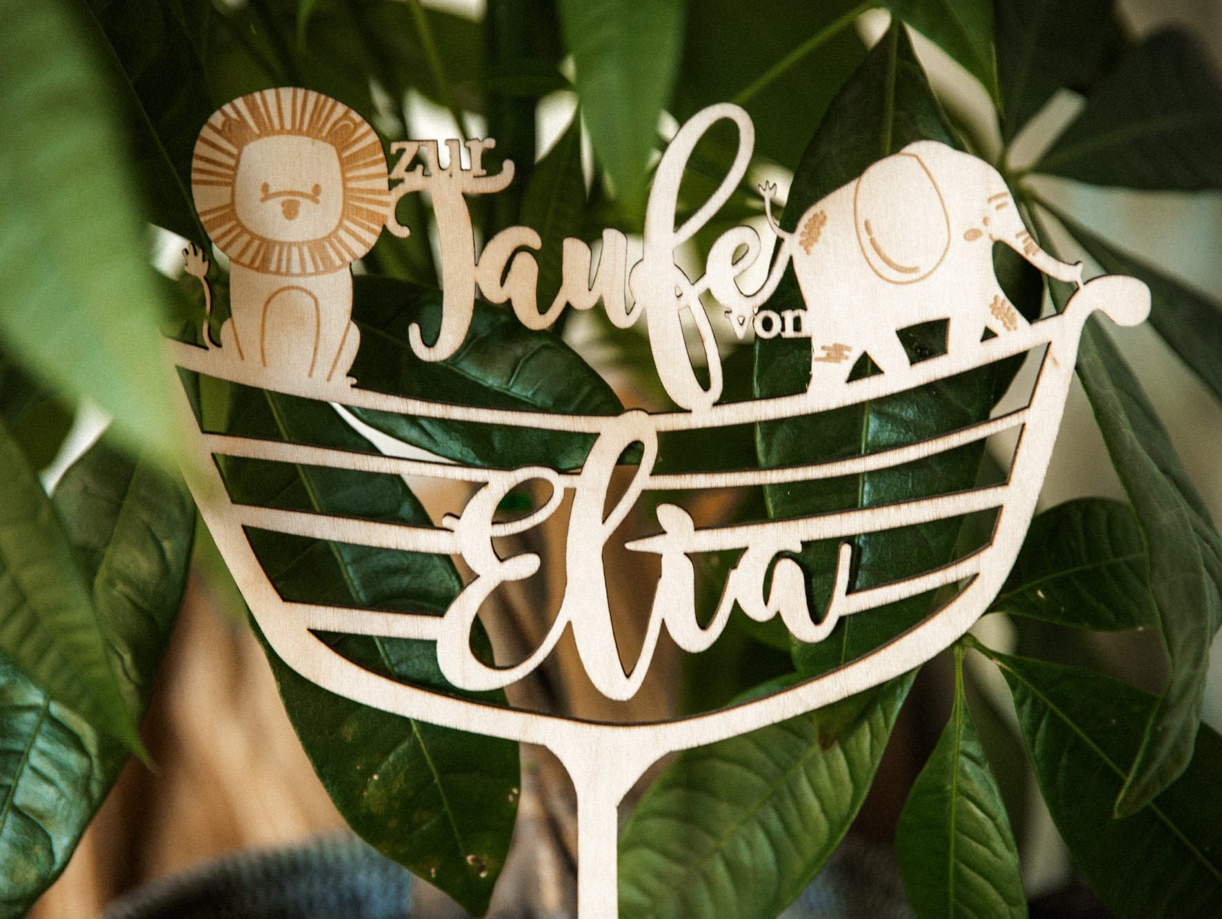 Personalisierter Caketopper zur Taufe / Arche Noah / Kuchendeko Tortenstecker