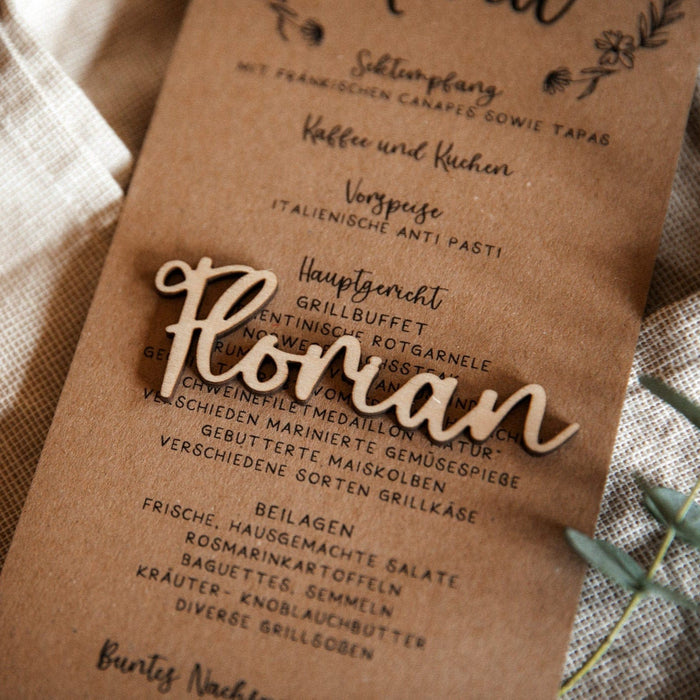 Hochzeit Tischkarten Schriftzug aus Holz / Platzkarten aus Birke