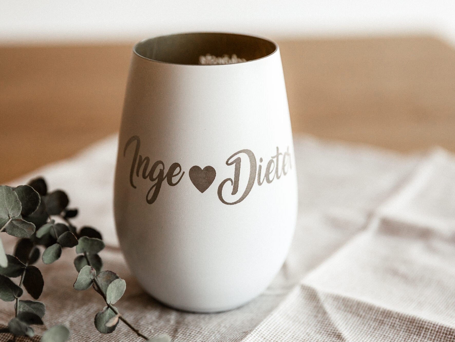 Personalisiertes Windlicht zur Hochzeit mit Namen auf der Rückseite / Der schönste Weg ist der gemeinsame