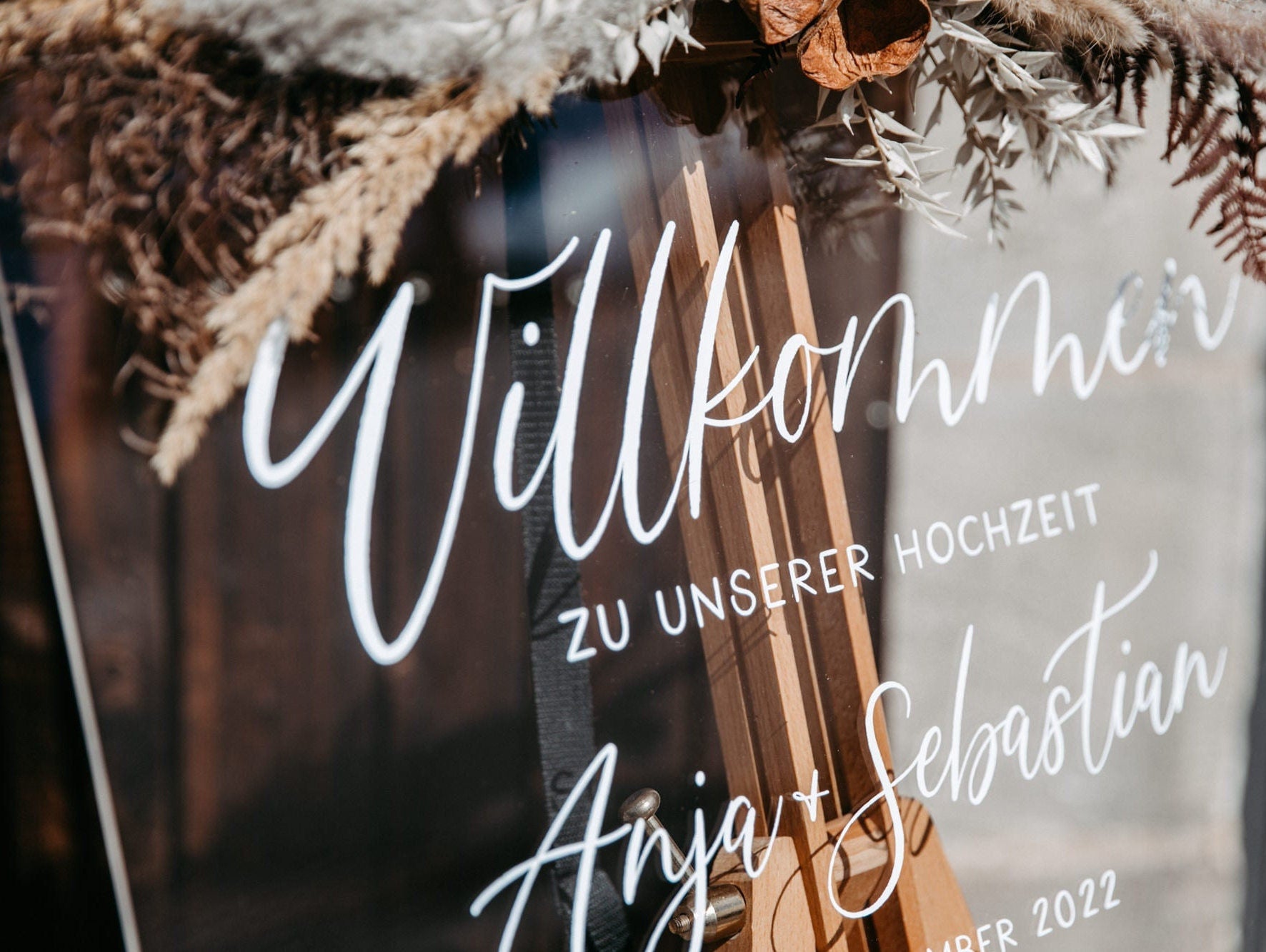 Willkommensschild Hochzeit aus Acryl-/Plexiglas