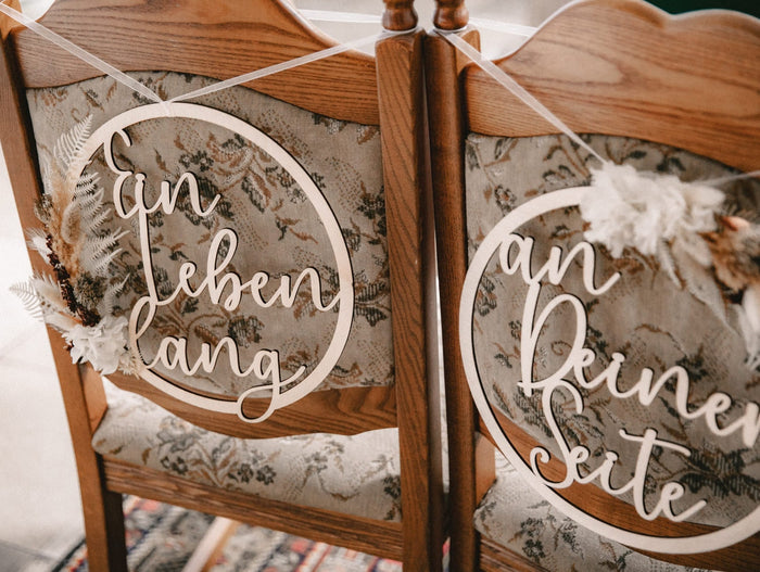 2 Holzschilder / Stuhlschild Hochzeit / Ein leben lang an deiner Seite