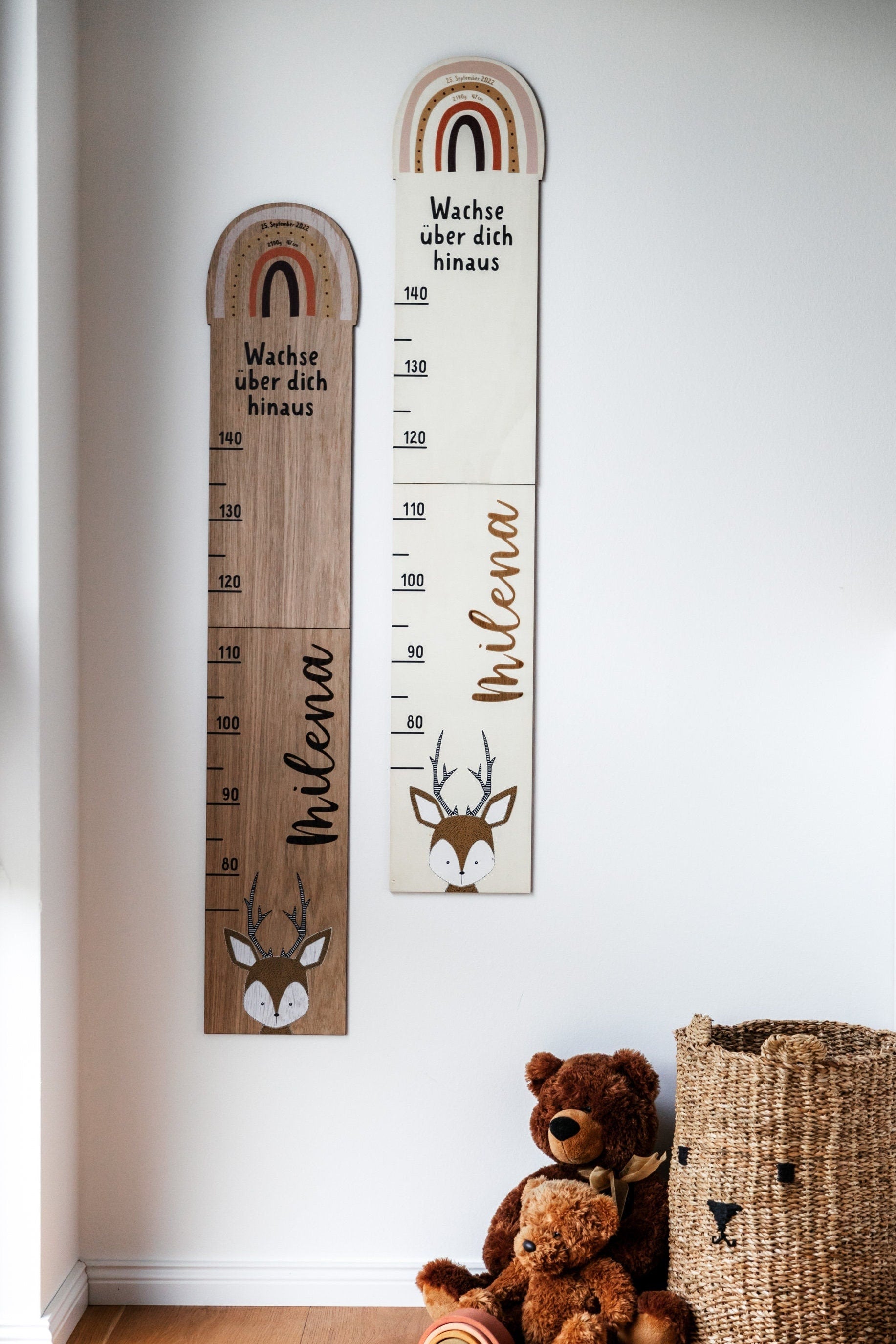 Messlatte personalisiert 70-140cm / Messleiste aus Holz für Mädchen und Jungen