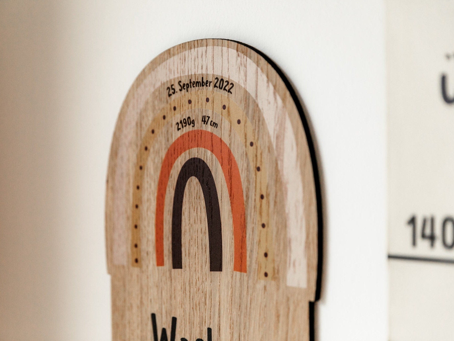 Messlatte personalisiert 70-140cm / Messleiste aus Holz für Mädchen und Jungen