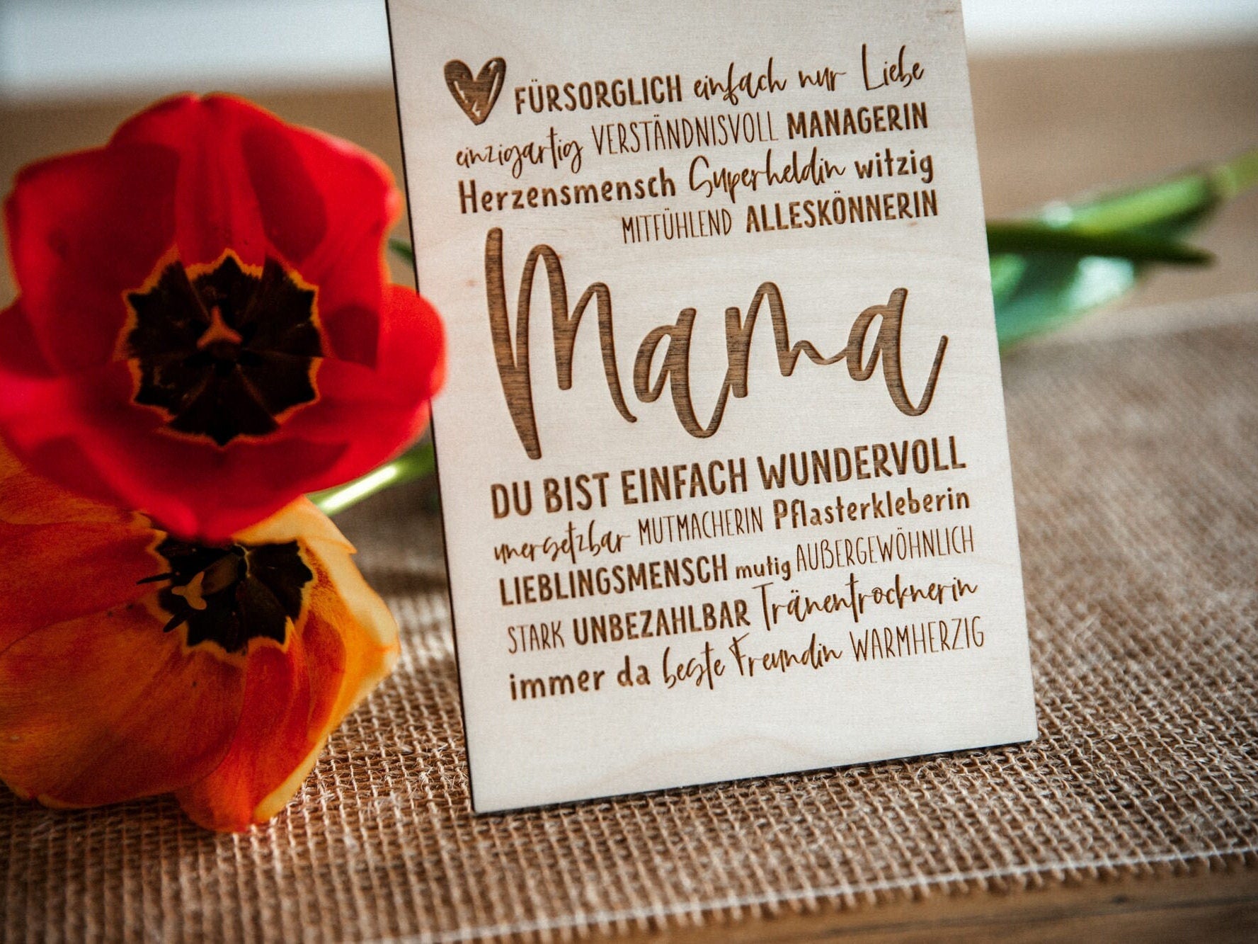 Karte zum Muttertag aus Holz in verschiedenen Größen / Muttertagsgeschenk