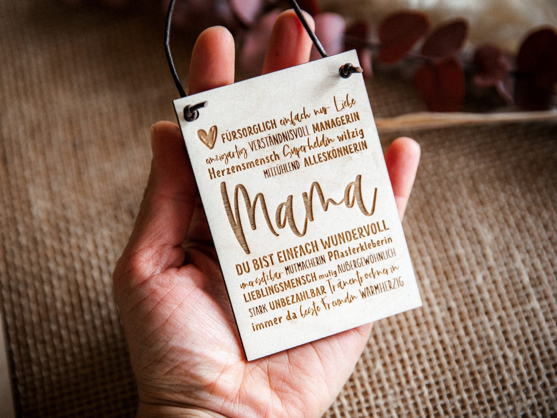Karte zum Muttertag aus Holz in verschiedenen Größen / Muttertagsgeschenk