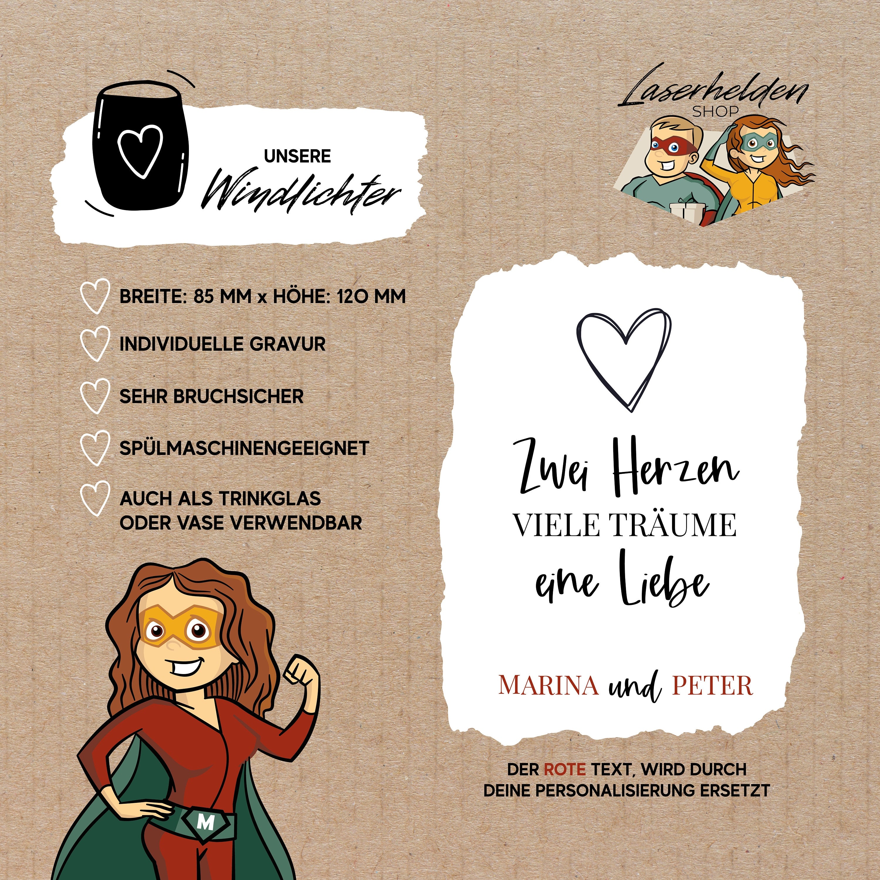 Personalisiertes Windlicht mit Gravur - ein ideales Hochzeitsgeschenk