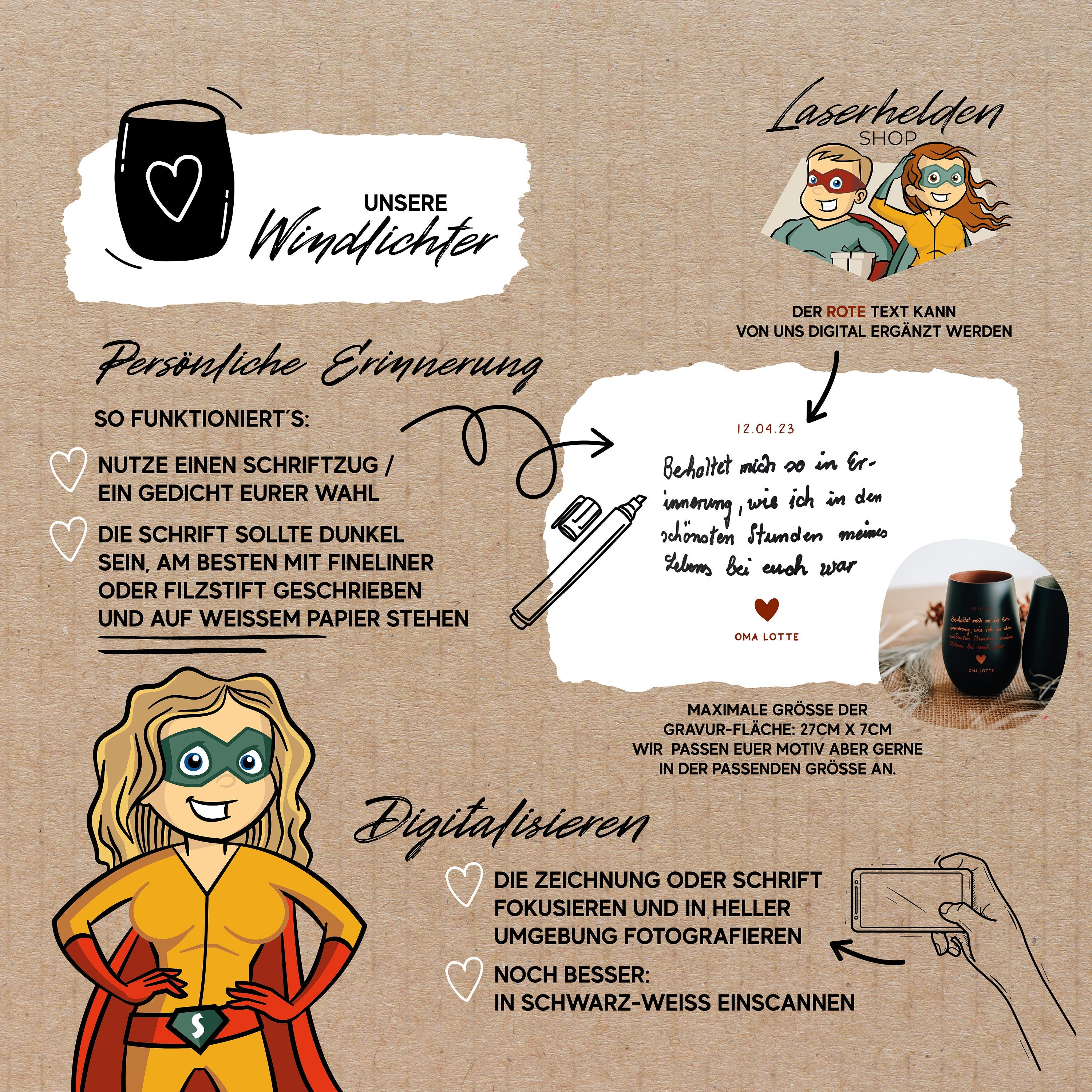 Anleitung - Personalisiertes Windlicht mit Handschrift oder Schriftzug