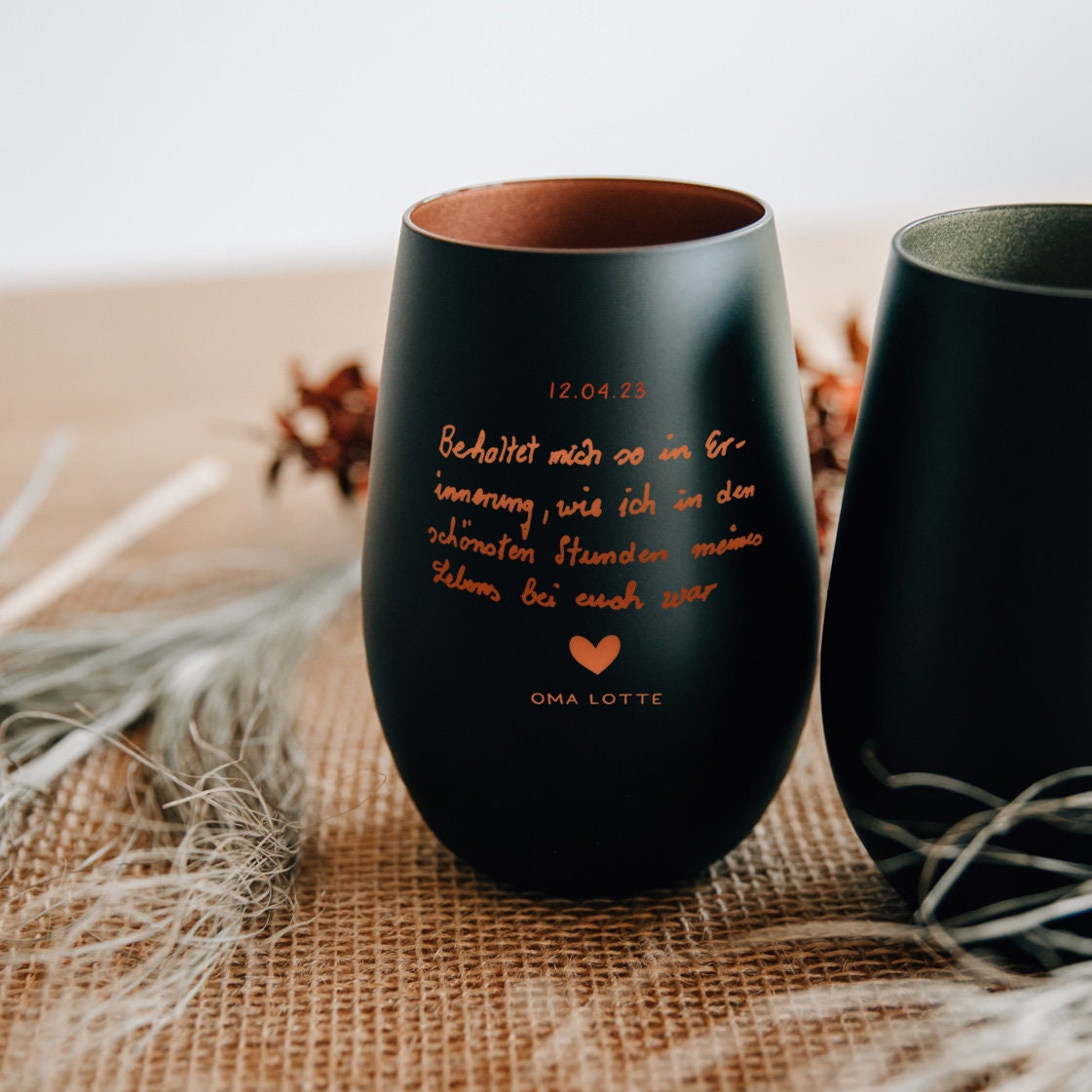 Personalisiertes Windlicht mit Handschrift oder Schriftzug