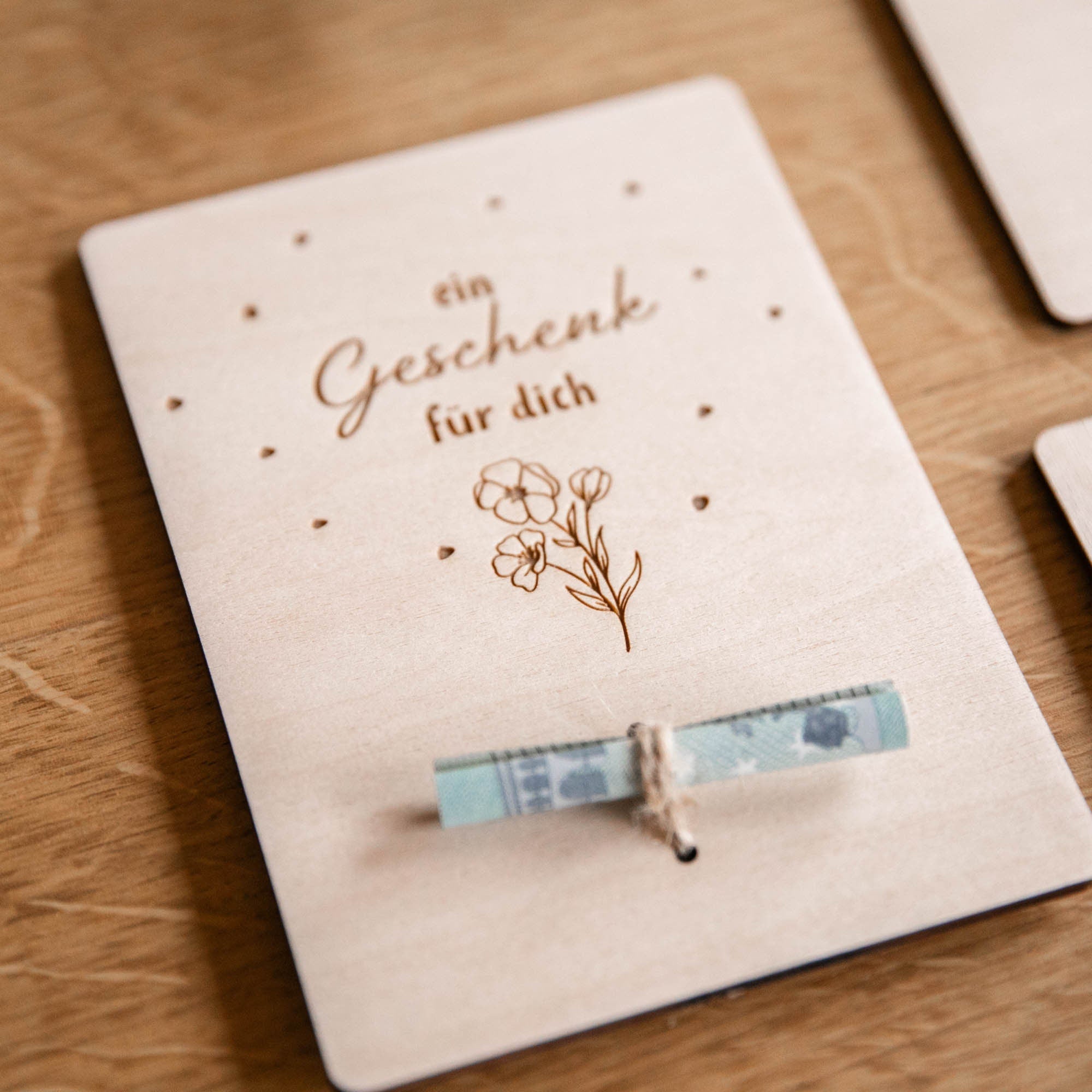 Laserhelden Shop - Glückwunschkarten aus Holz mit Geldschein
