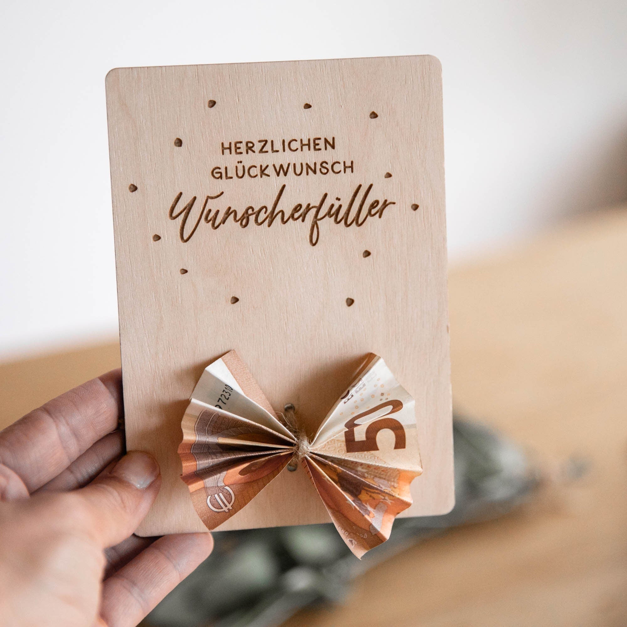 Laserhelden Shop - Glückwunschkarten aus Holz mit Geldschein