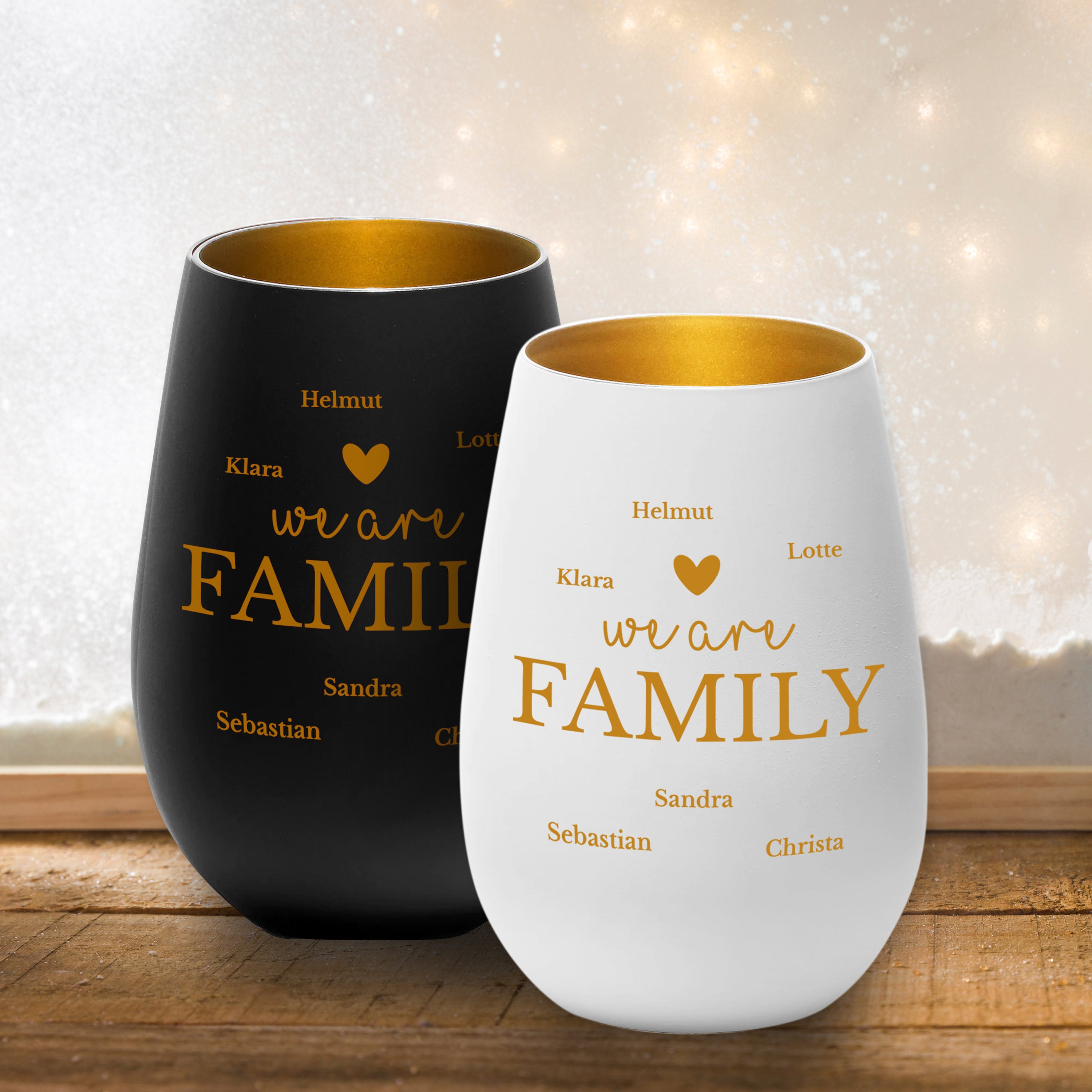 Laserhelden Shop - Personalisiertes Windlicht mit Namen der Familienmitglieder - Geschenkidee Weihnachten