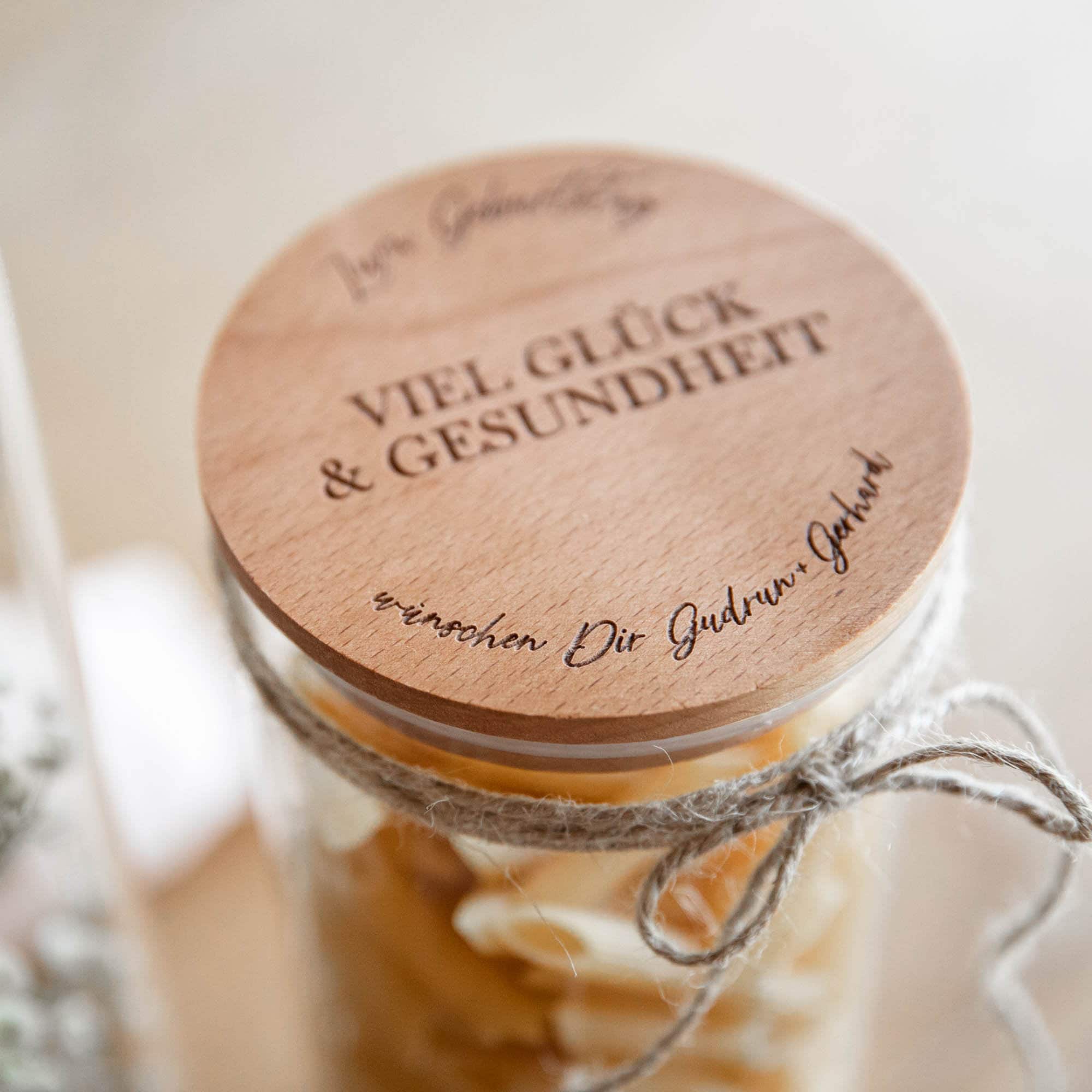 Vorratsglas mit Holzdeckel - personalisiert - Geschenkidee Geburtstag - Geldgeschenk