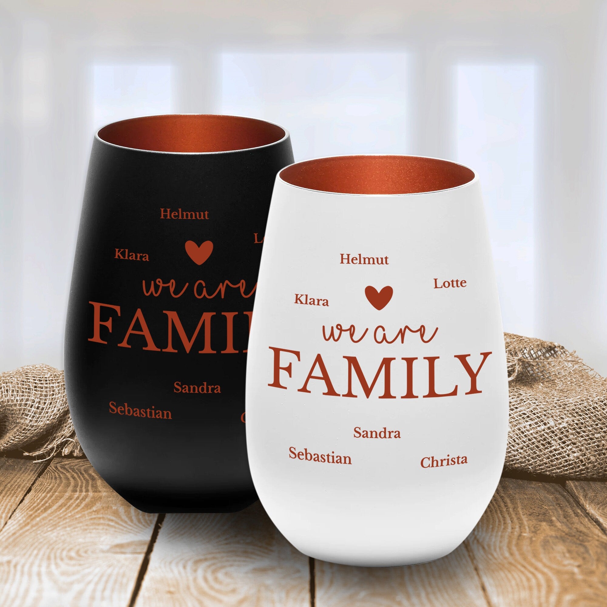 Laserhelden Shop - Personalisiertes Windlicht mit Namen der Familienmitglieder - Geschenkidee Weihnachten