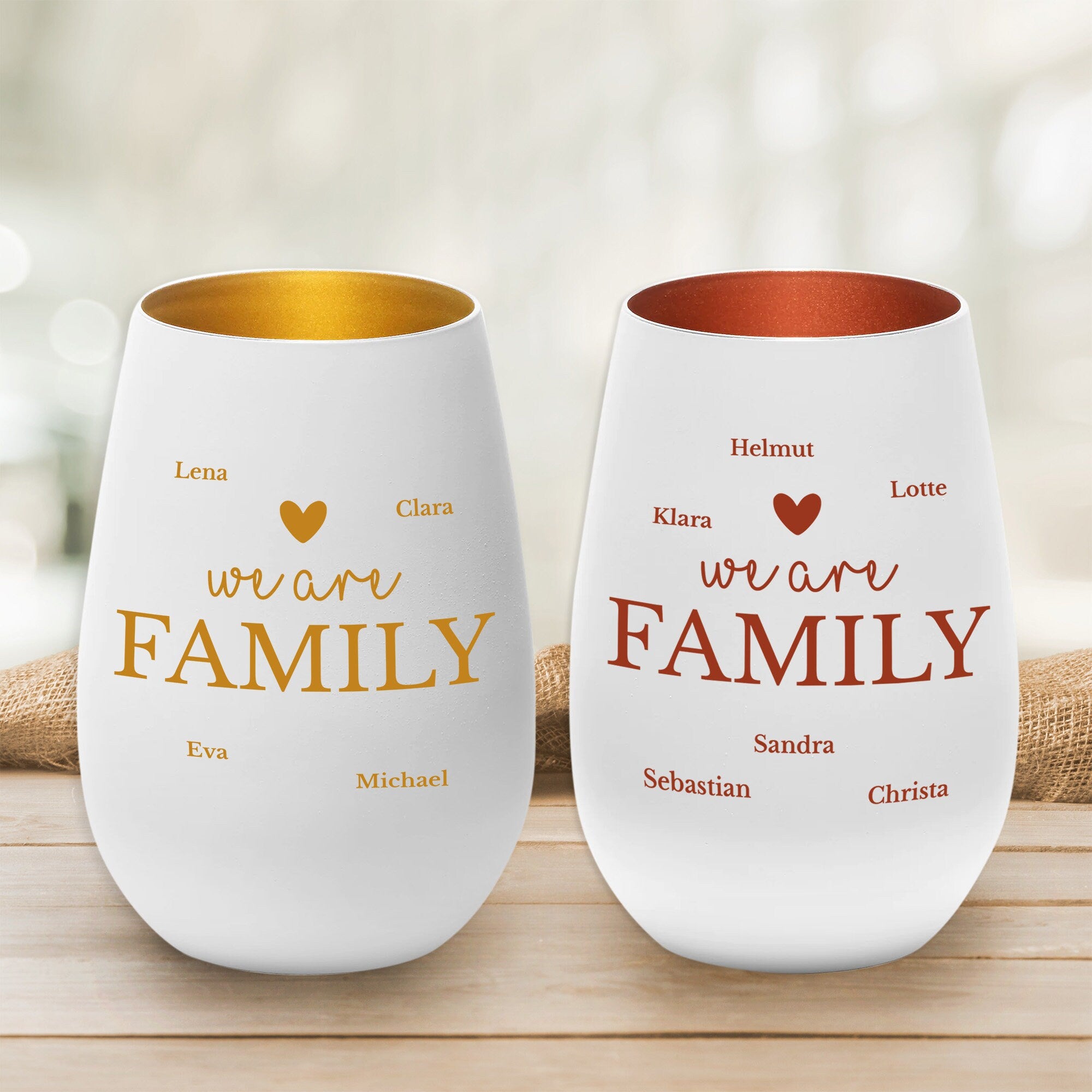 Personalisiertes Windlicht als Weihnachtsgeschenk für die Familie / Windlicht mit Gravur / Windlicht - Familie "we are family"