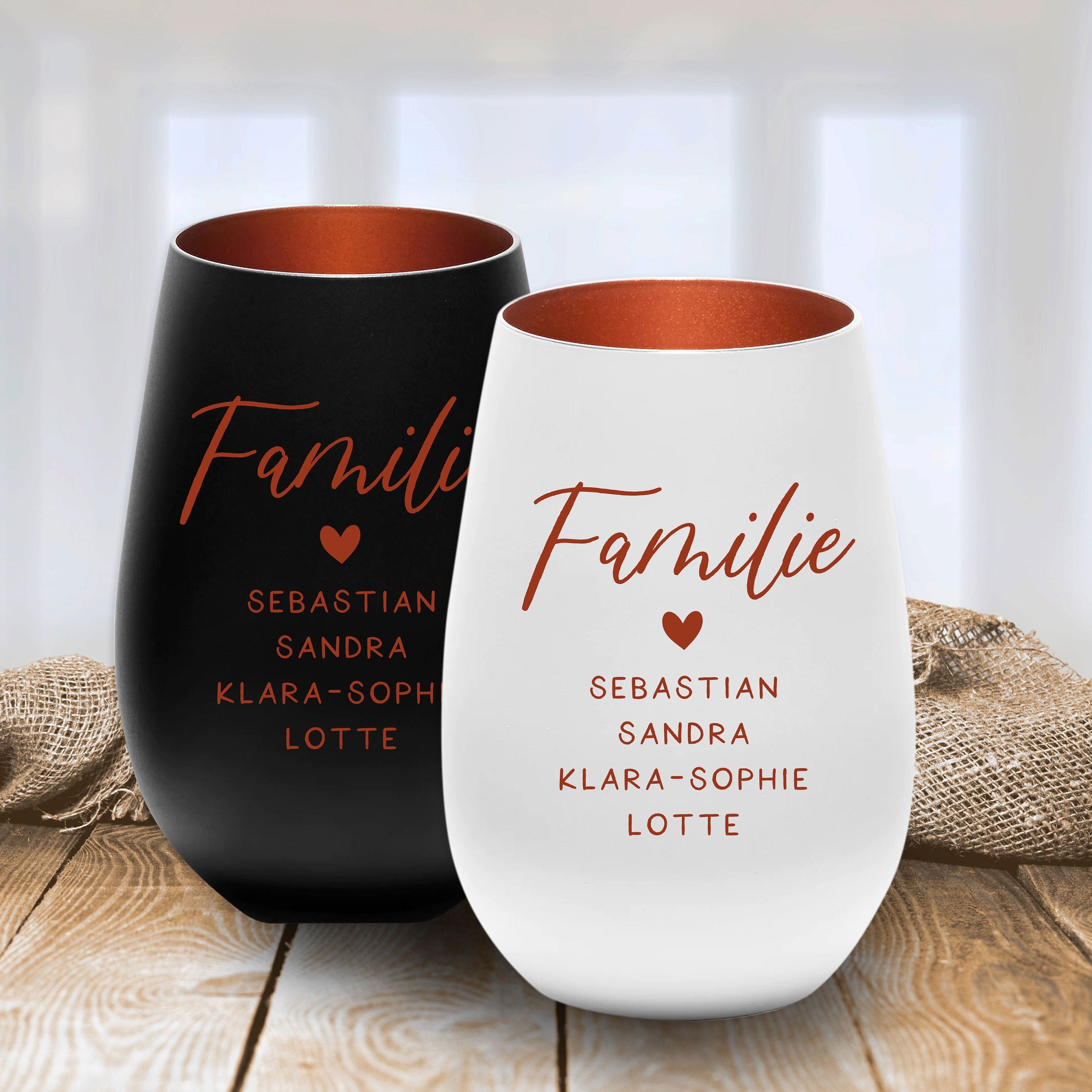 Laserhelden Shop - Personalisiertes Windlicht mit Namen der Familienmitglieder - Geschenkidee Weihnachten