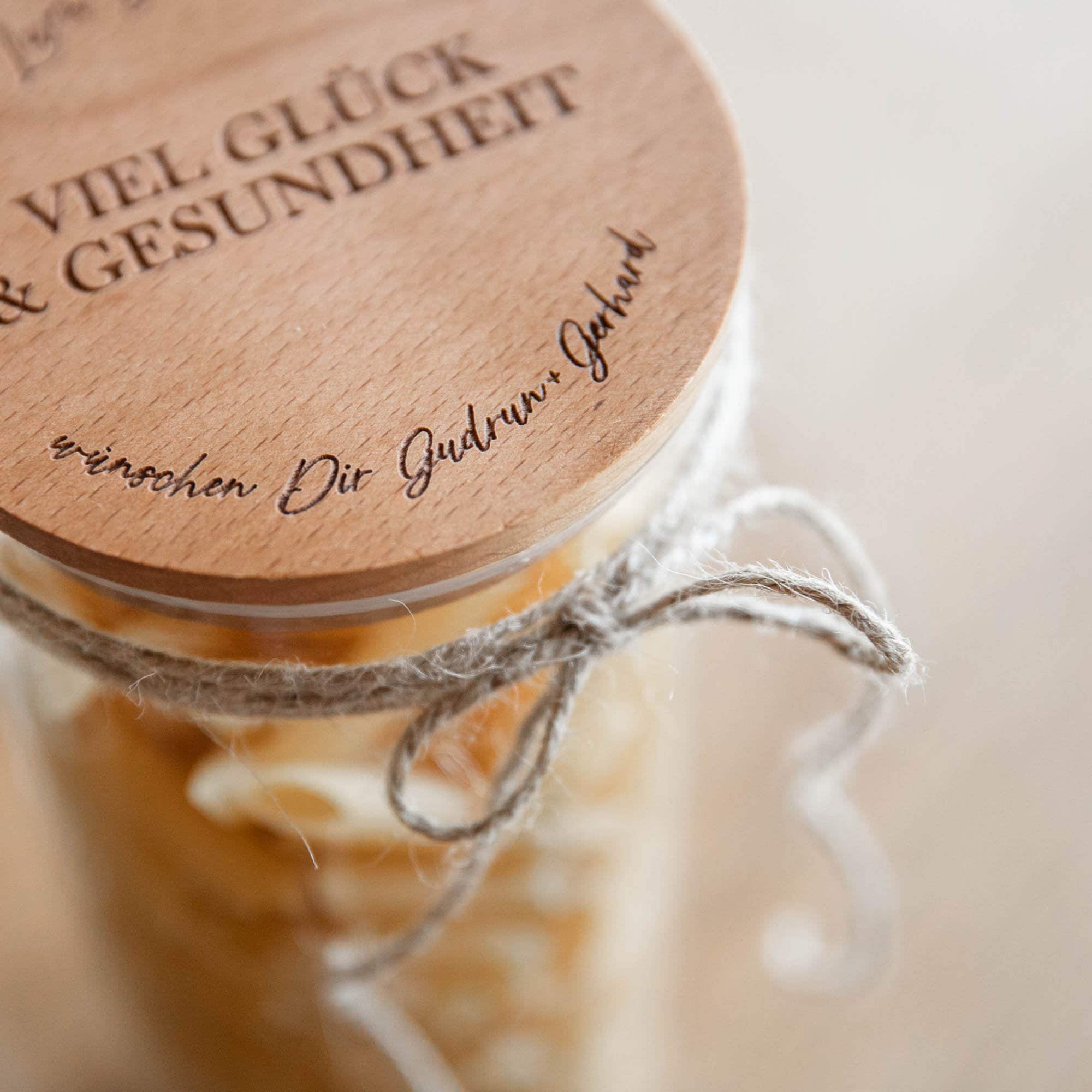 Vorratsglas mit Holzdeckel - personalisiert - Geschenkidee Geburtstag - Geldgeschenk