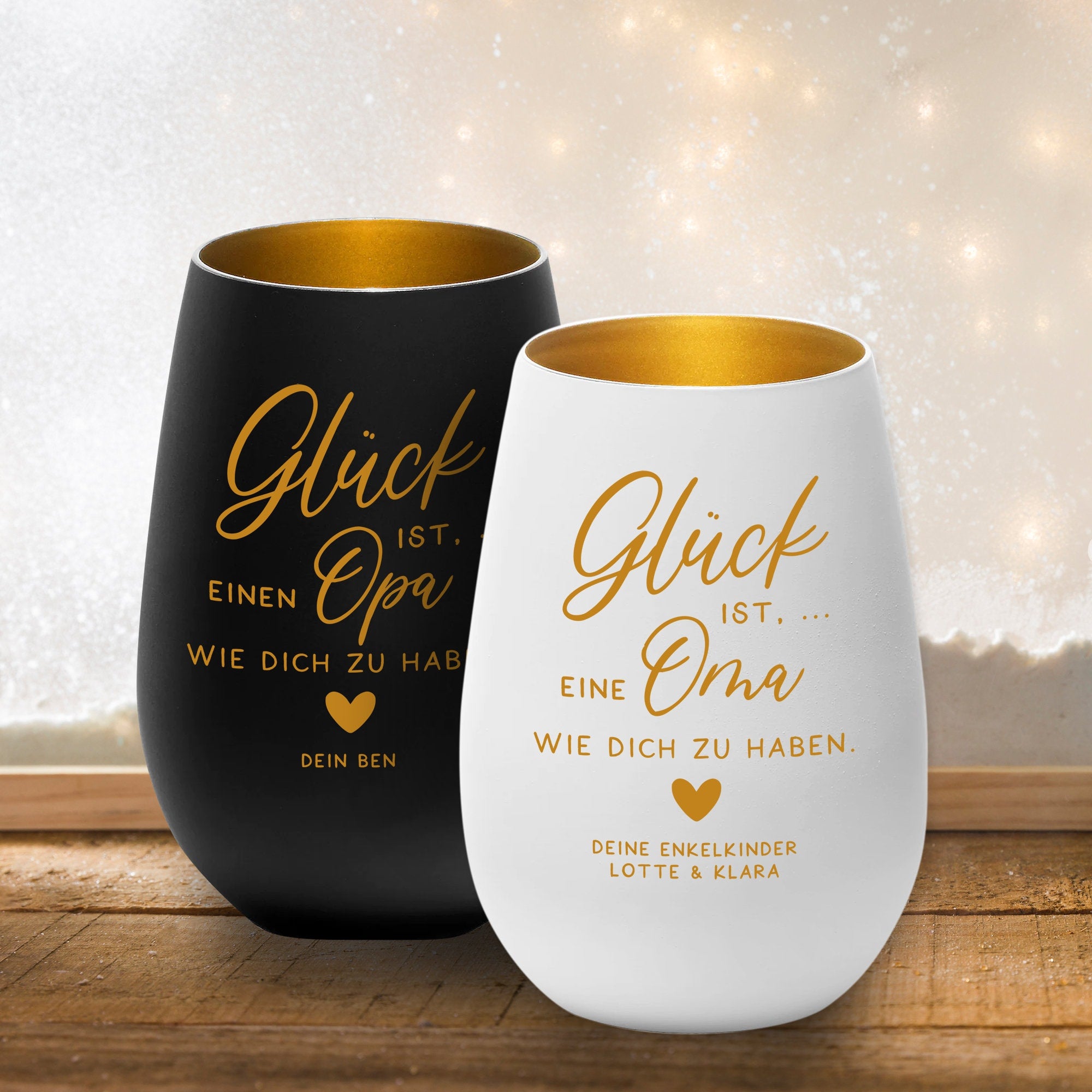 Laserhelden Shop - Personalisiertes Windlicht mit Namen der Enkelkinder, Geschenkidee Weihnachten Großeltern, Oma und Opa