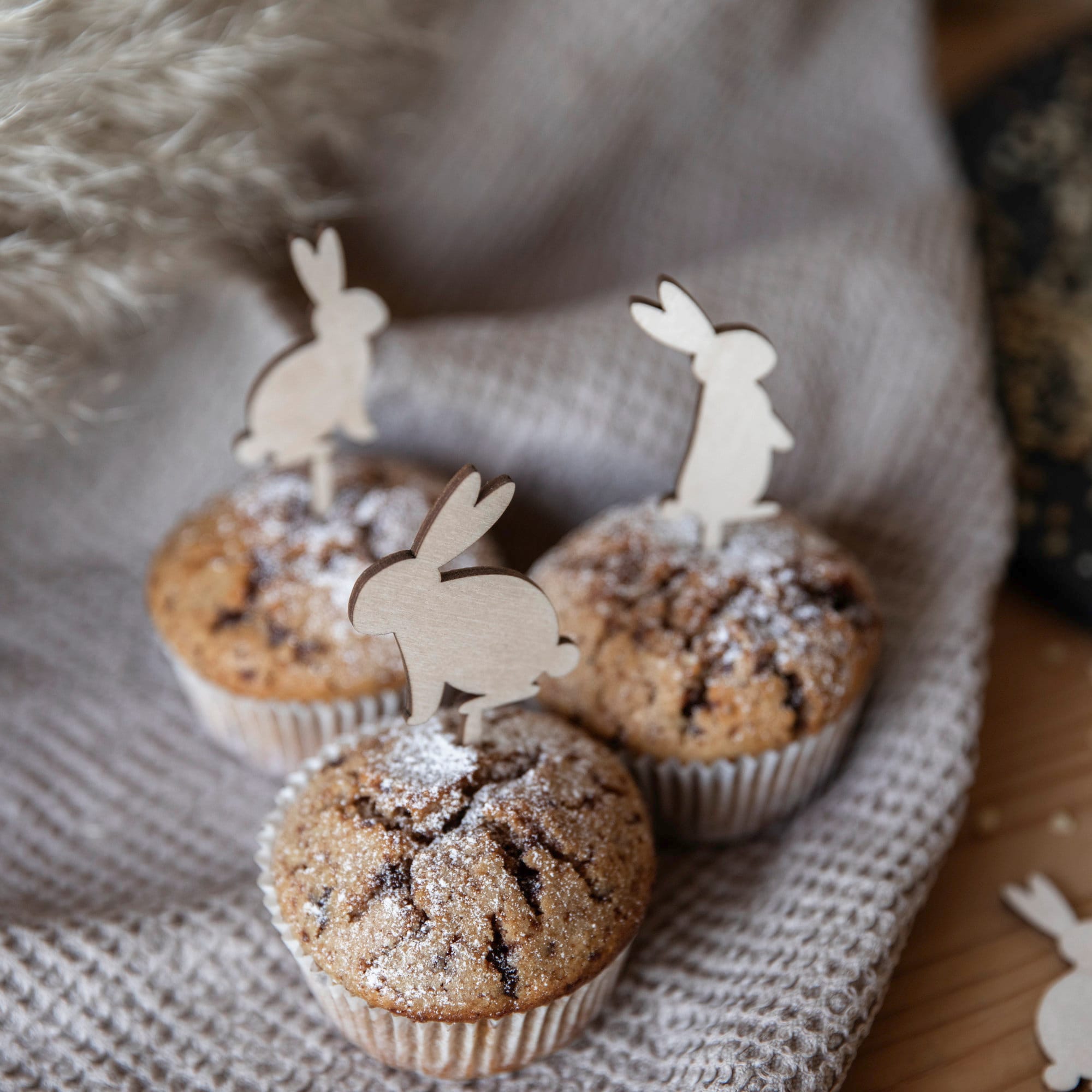 Muffin Topper Hase / Muffin Aufleger Ostern / Deko Cupcakes / Osterhase / Osterfest Kuchestecker / Hasen Holz Caketopper / Osterkuchen