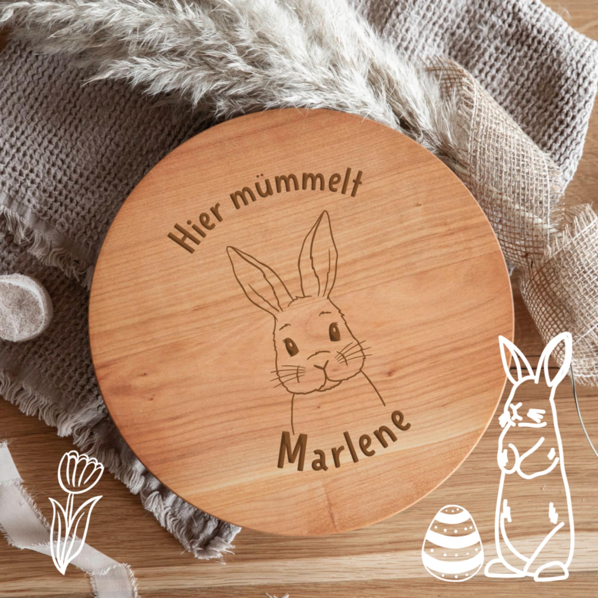 Frühstücksbrett personalisiert / Brettchen rund / Kinder Geschenk / Holzbrett rund / Ostern Geschenk Kind / Taufe Brett / Osternest füllen
