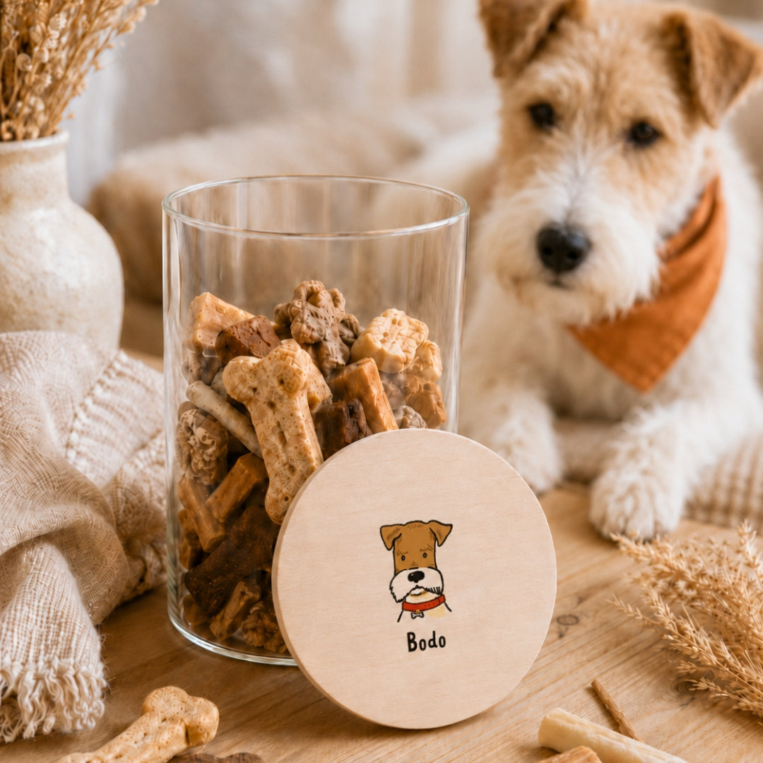 Personalisiertes Hundeleckerli-Glas mit Wunschhunderasse & Namen