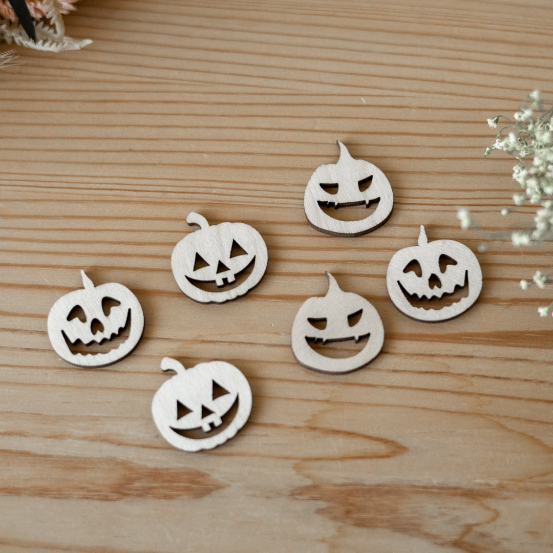 Kürbis Streudeko Holz | Halloween Tischdeko | 6er oder 12er Set