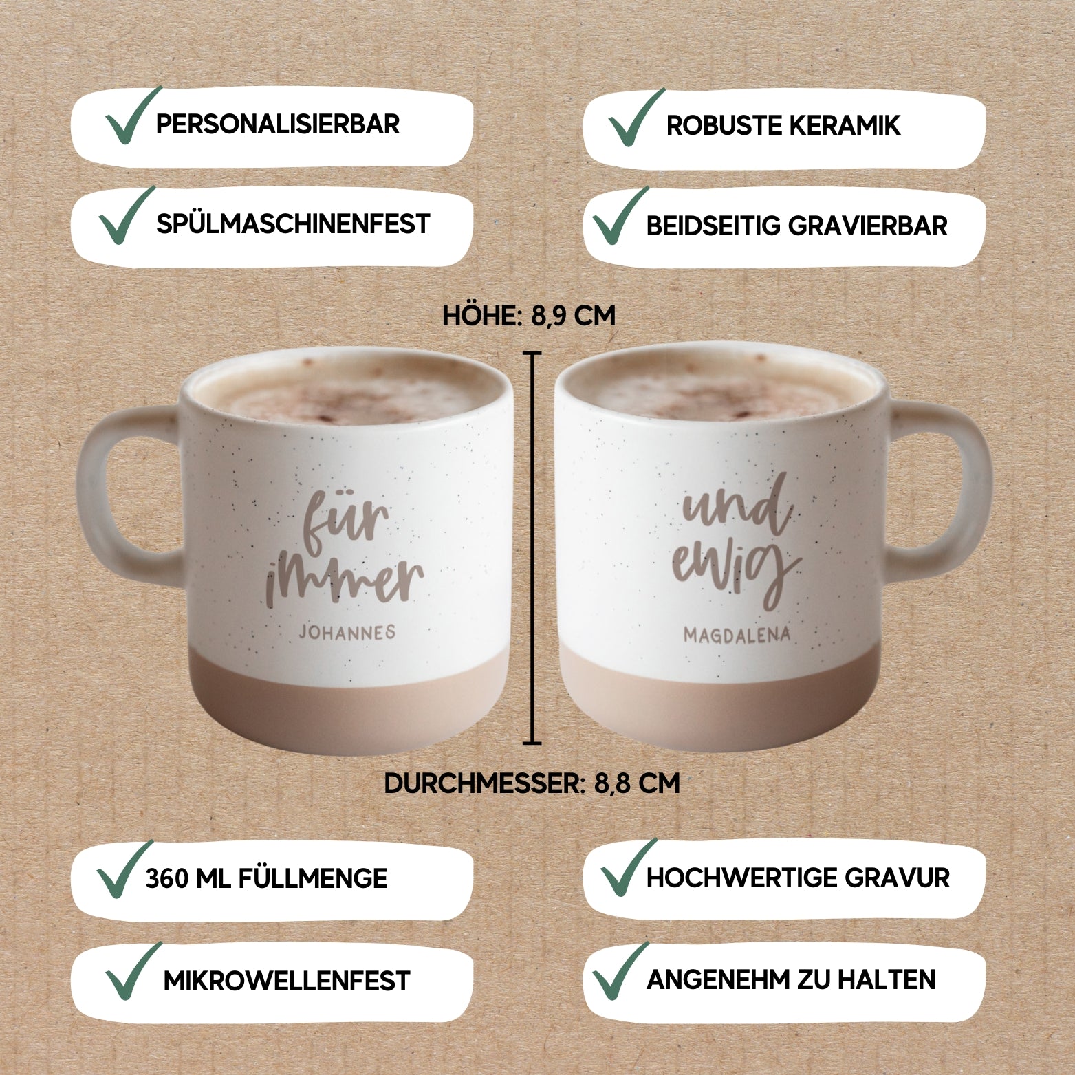 Personalisierte Partnertassen - für immer und ewig