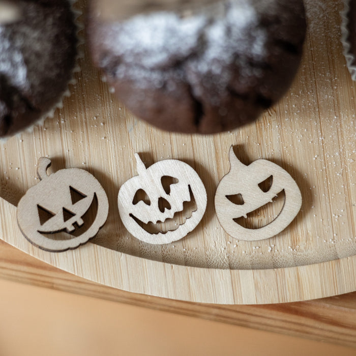 Kürbis Streudeko Holz | Halloween Tischdeko | 6er oder 12er Set