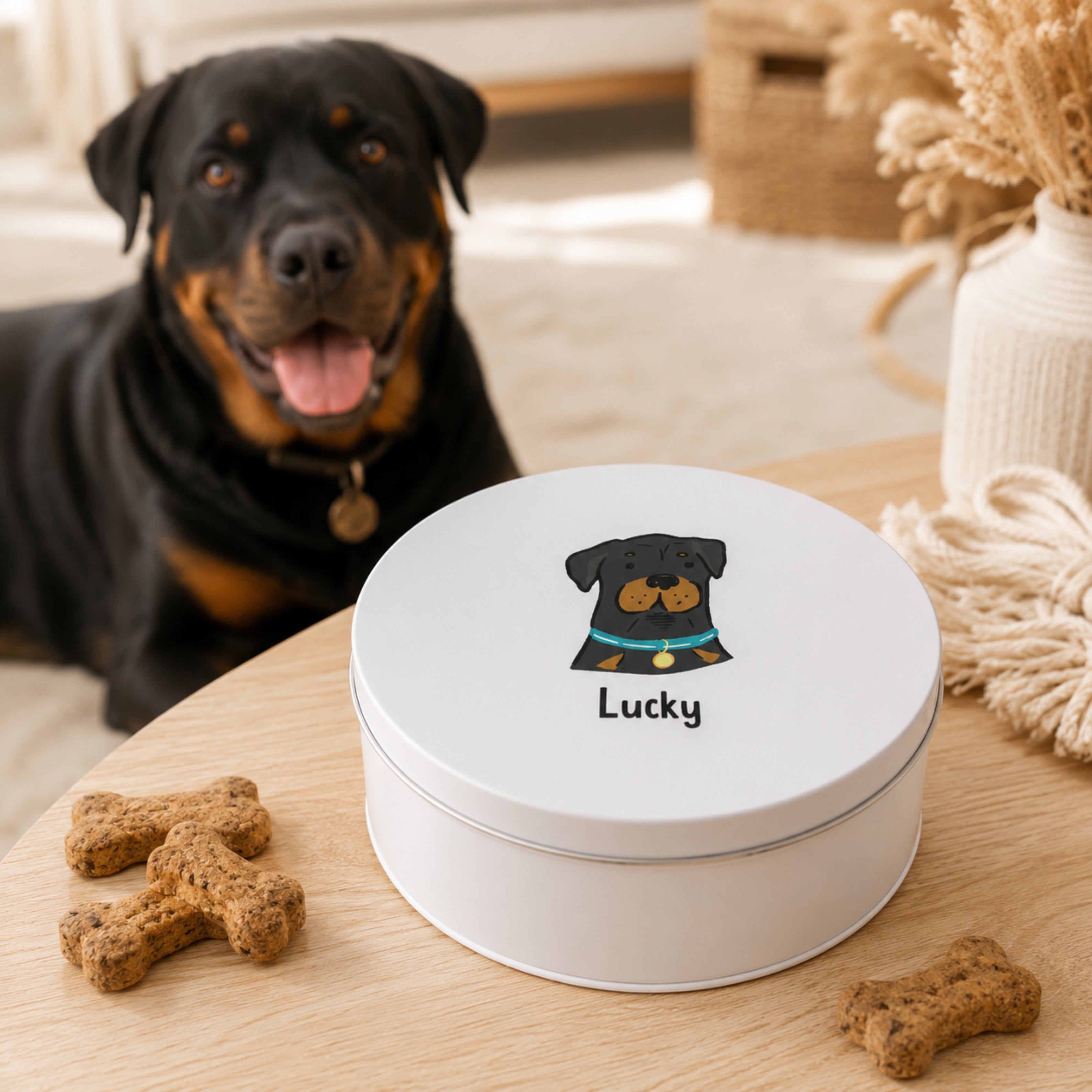 Personalisierte Hundedose mit Wunschname – Hunderasse auswählen & Blechdose bedrucken lassen