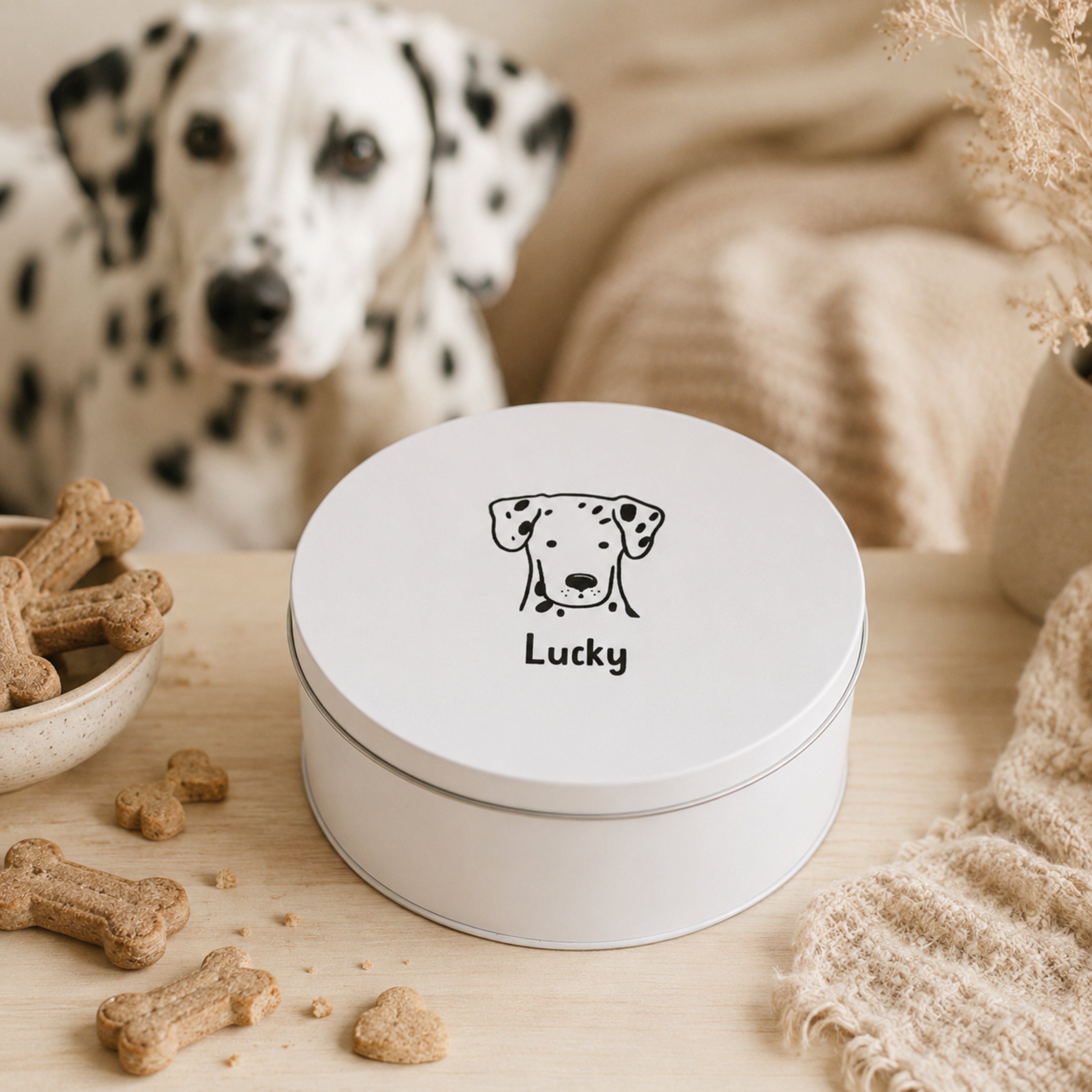 Personalisierte Hundedose mit Wunschname – Hunderasse auswählen & Blechdose bedrucken lassen