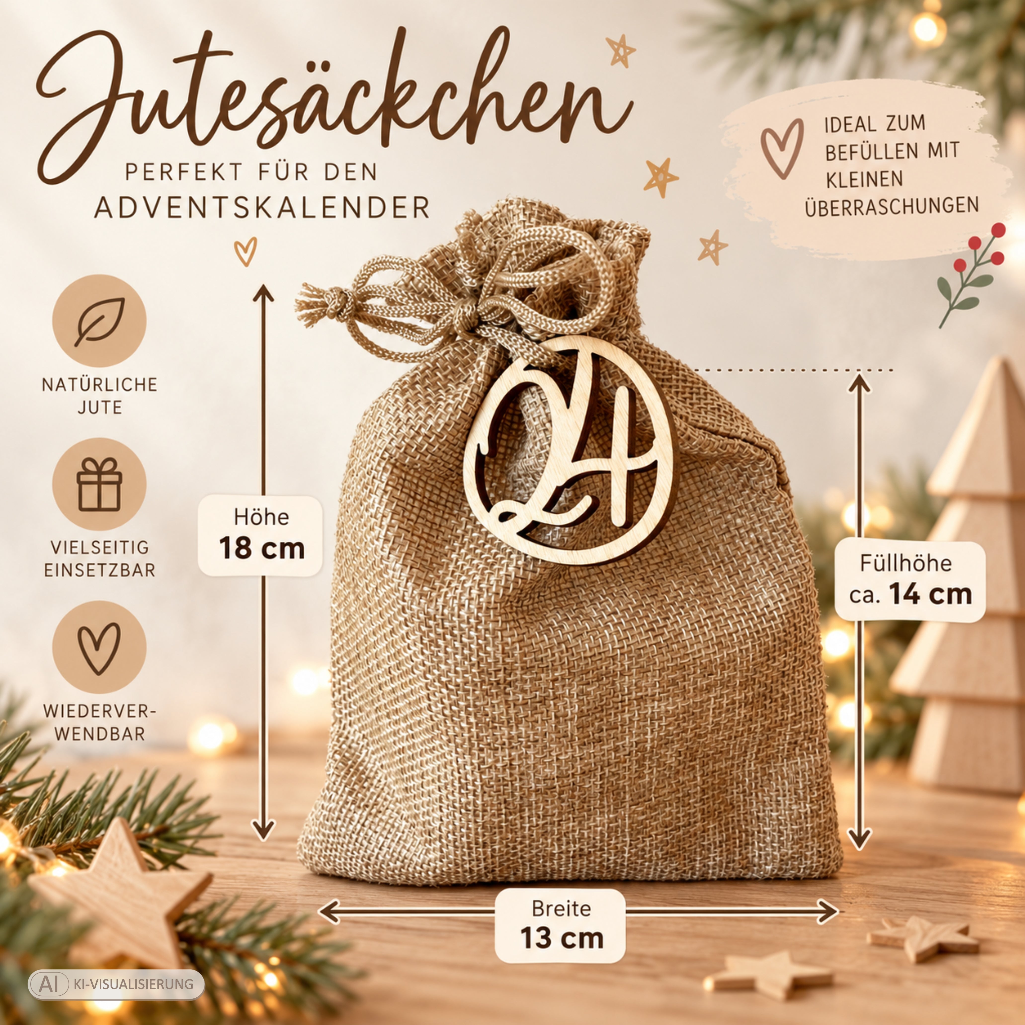 Jutesäckchen - perfekt für den Adventskalender