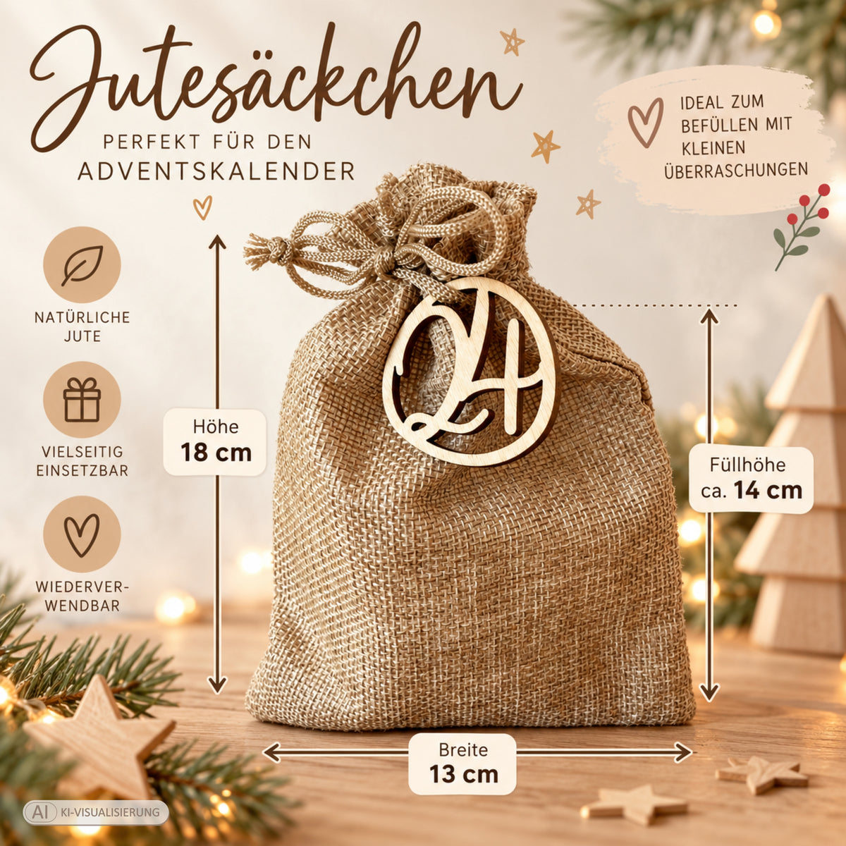 Jutesäckchen - perfekt für den Adventskalender