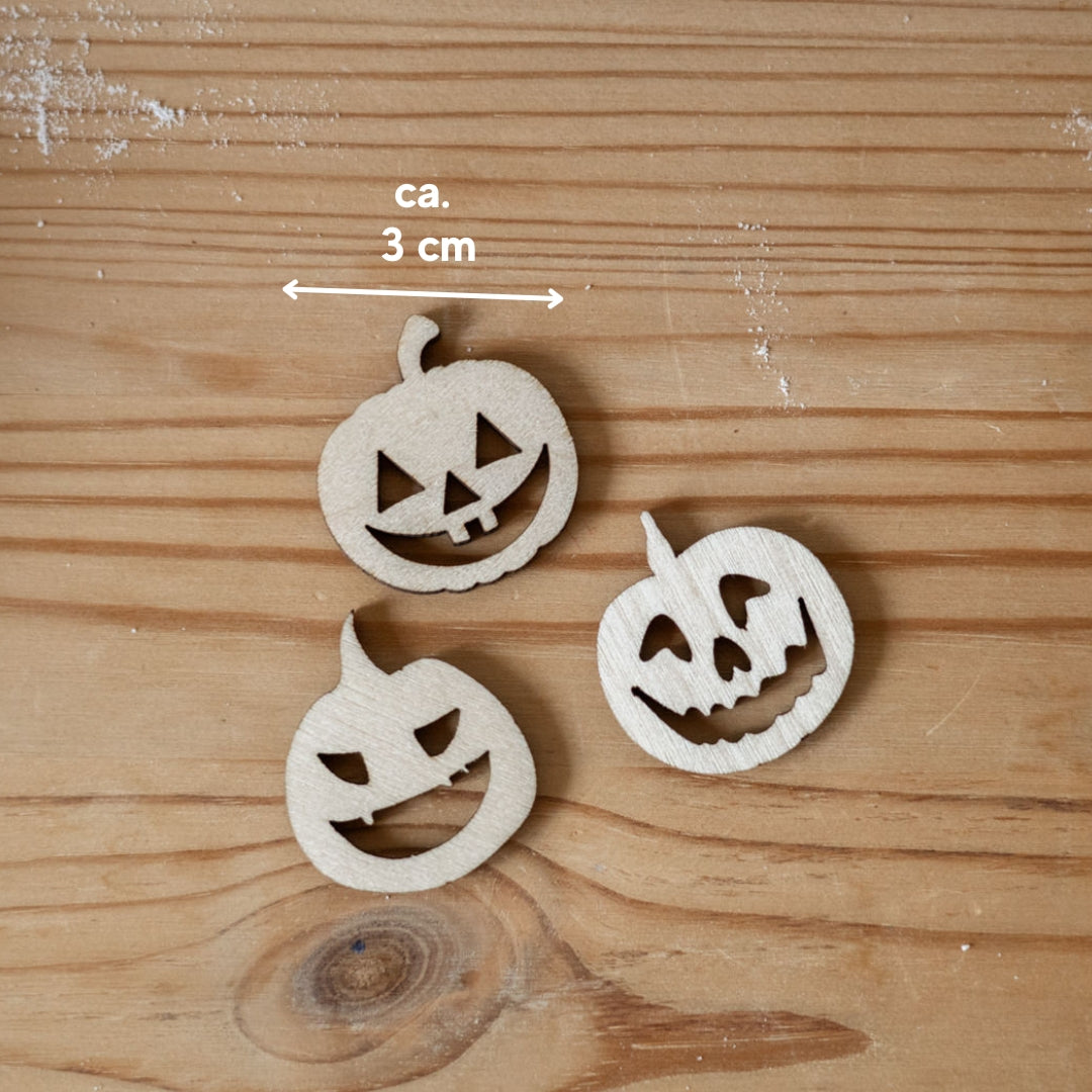 Kürbis Streudeko Holz | Halloween Tischdeko | 6er oder 12er Set
