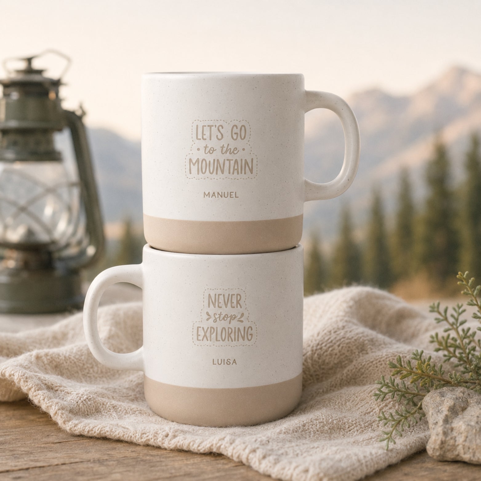 Personalisierte Adventure-Tasse mit Name & Wunschmotiv – gravierte Outdoor-Tasse