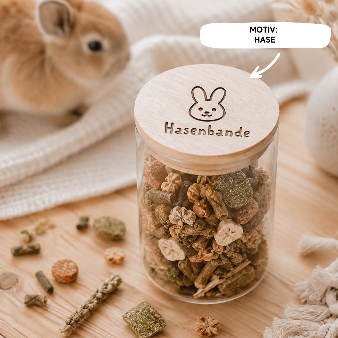 Personalisiertes Vorratsglas für Tierfutter mit Wunschtier & Namen