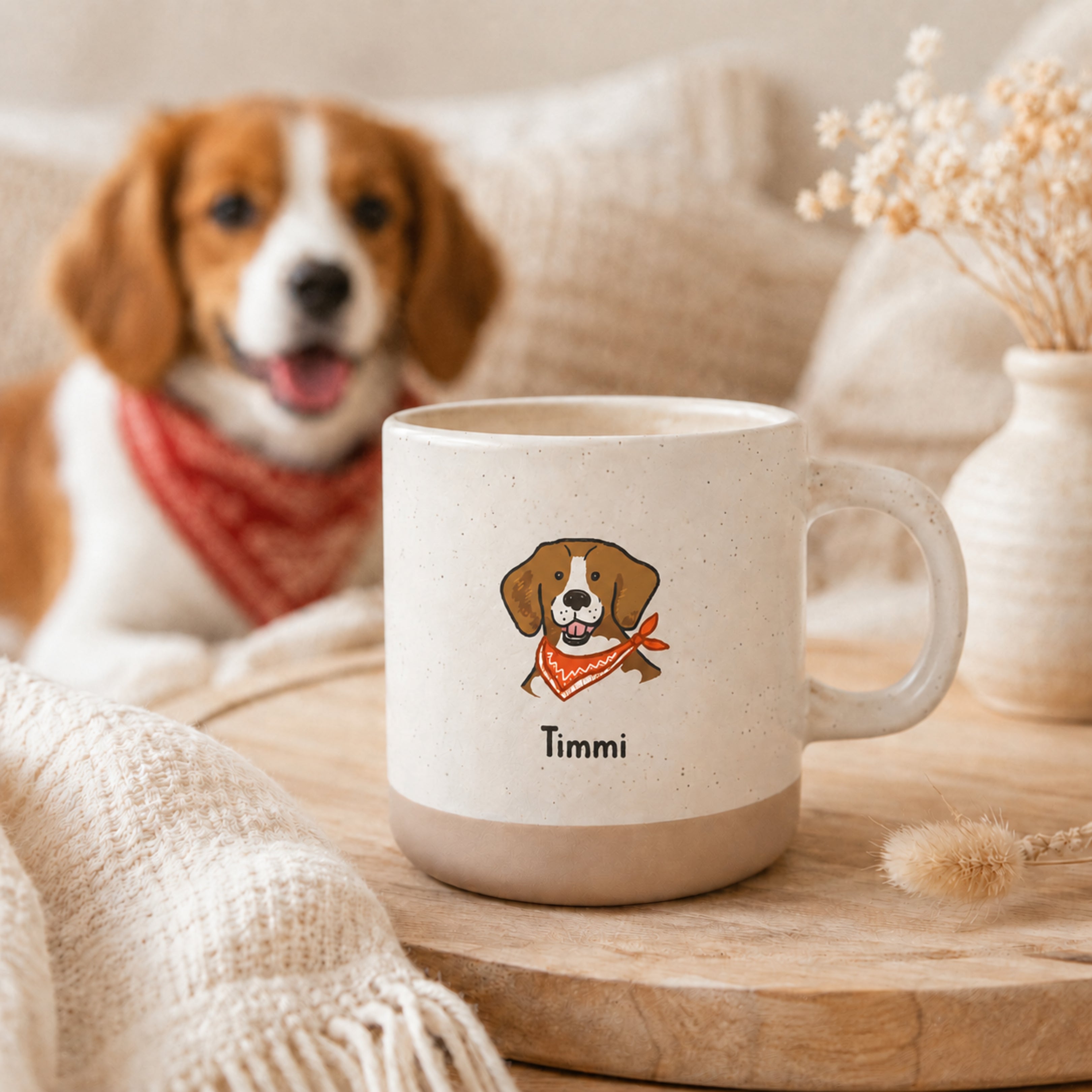 Personalisierte Hunde-Tasse mit Name & farbigem Hunde-Motiv