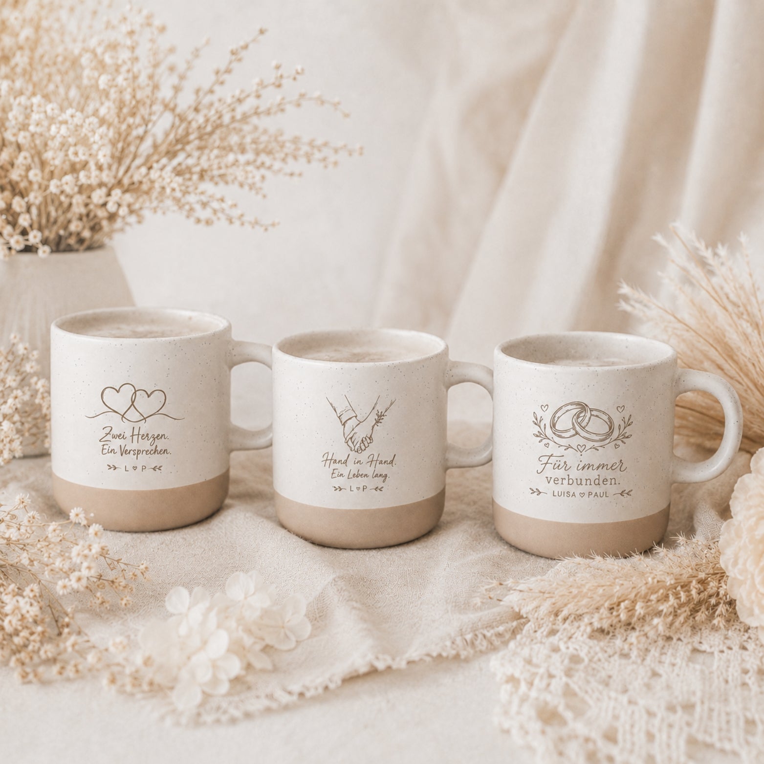 Personalisierte Hochzeitstasse mit Gravur – Geschenk für das Brautpaar