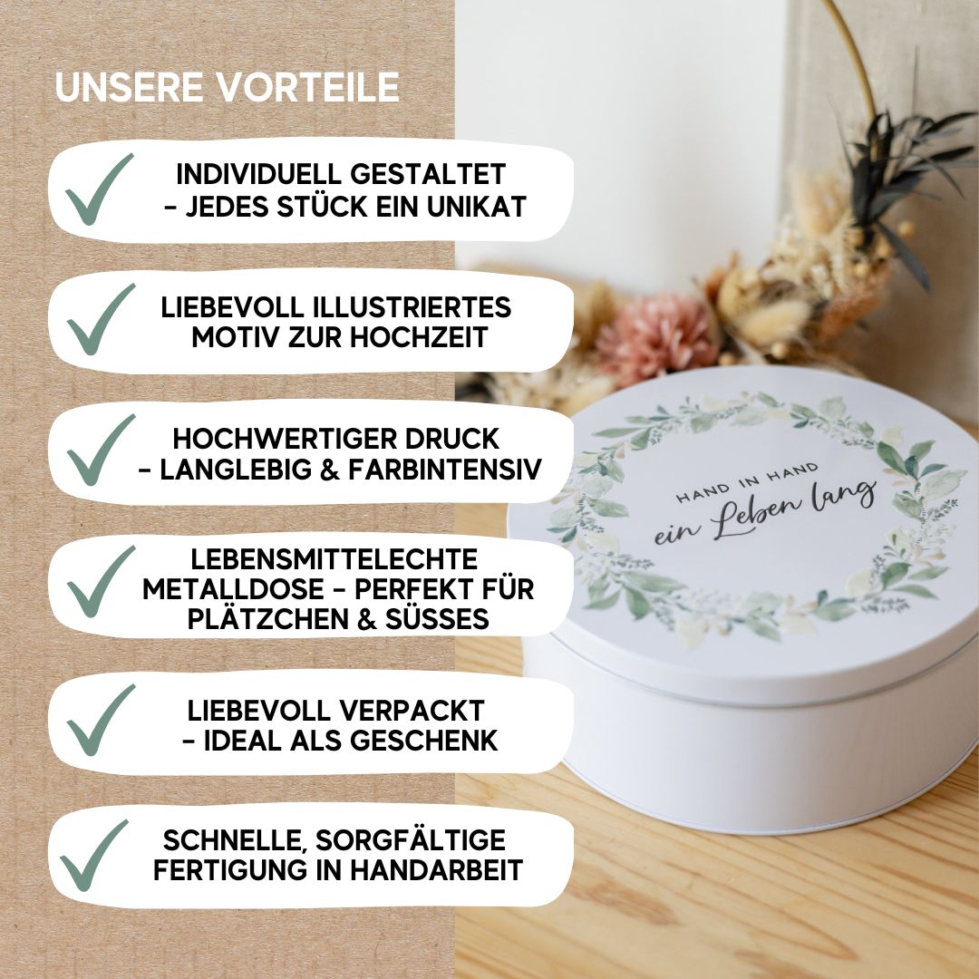 Keksdose „Hand in Hand ein Leben lang“