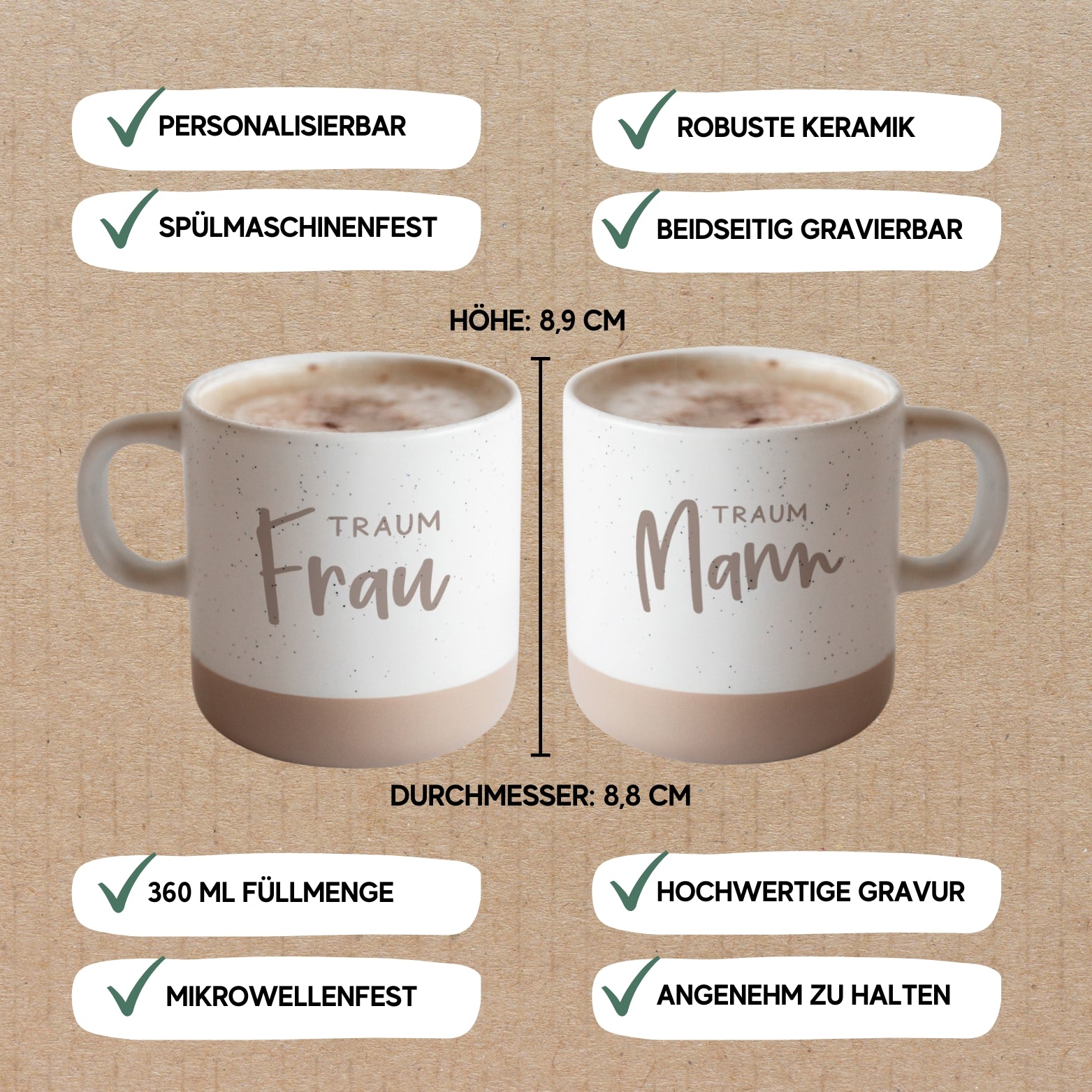 Personalisierte Partnertassen - Traumfrau & Traummann