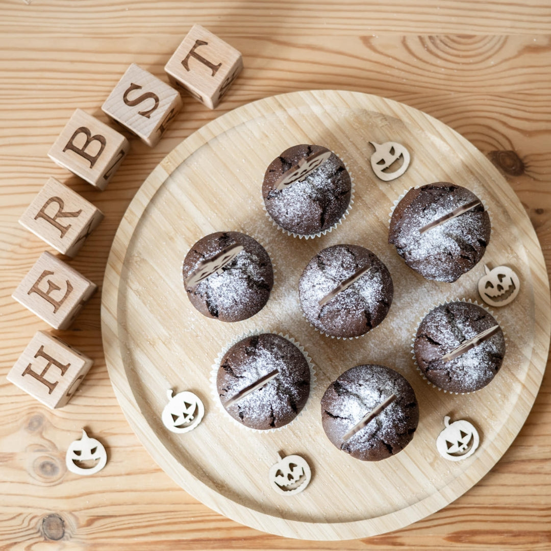 Kürbis Streudeko Holz | Halloween Tischdeko | 6er oder 12er Set