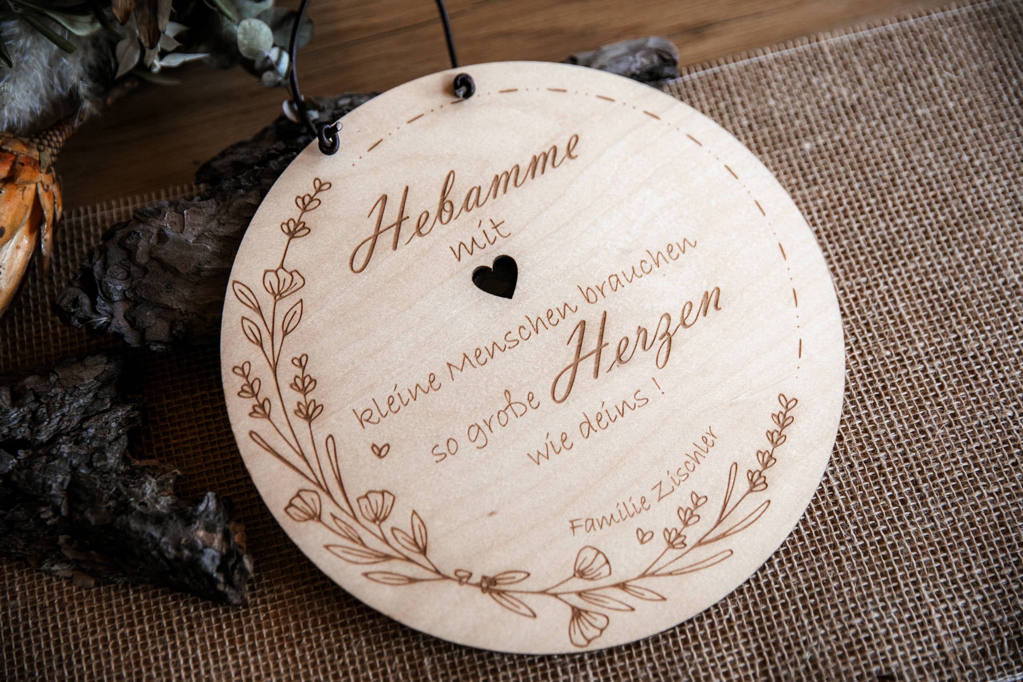 Holzschild personalisiert - Hebamme