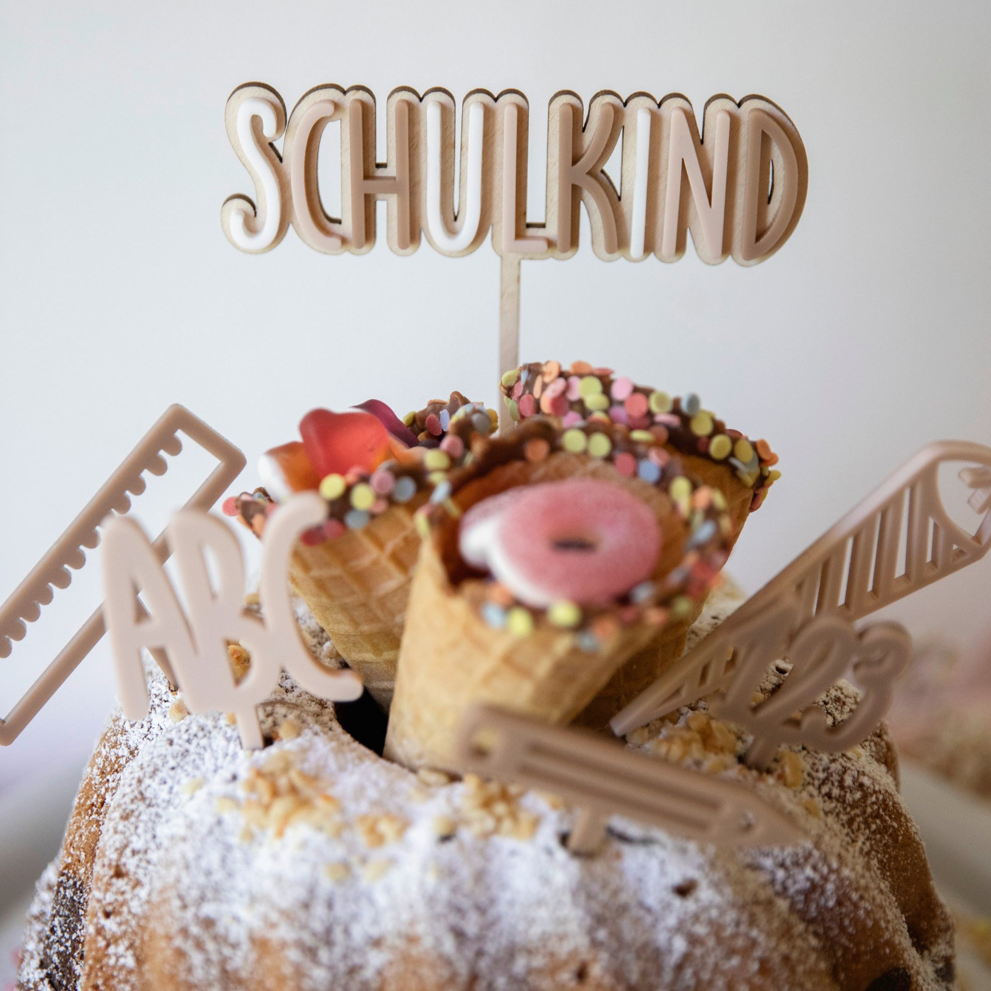 Caketopper Set Schulkind personalisiert - Acryl