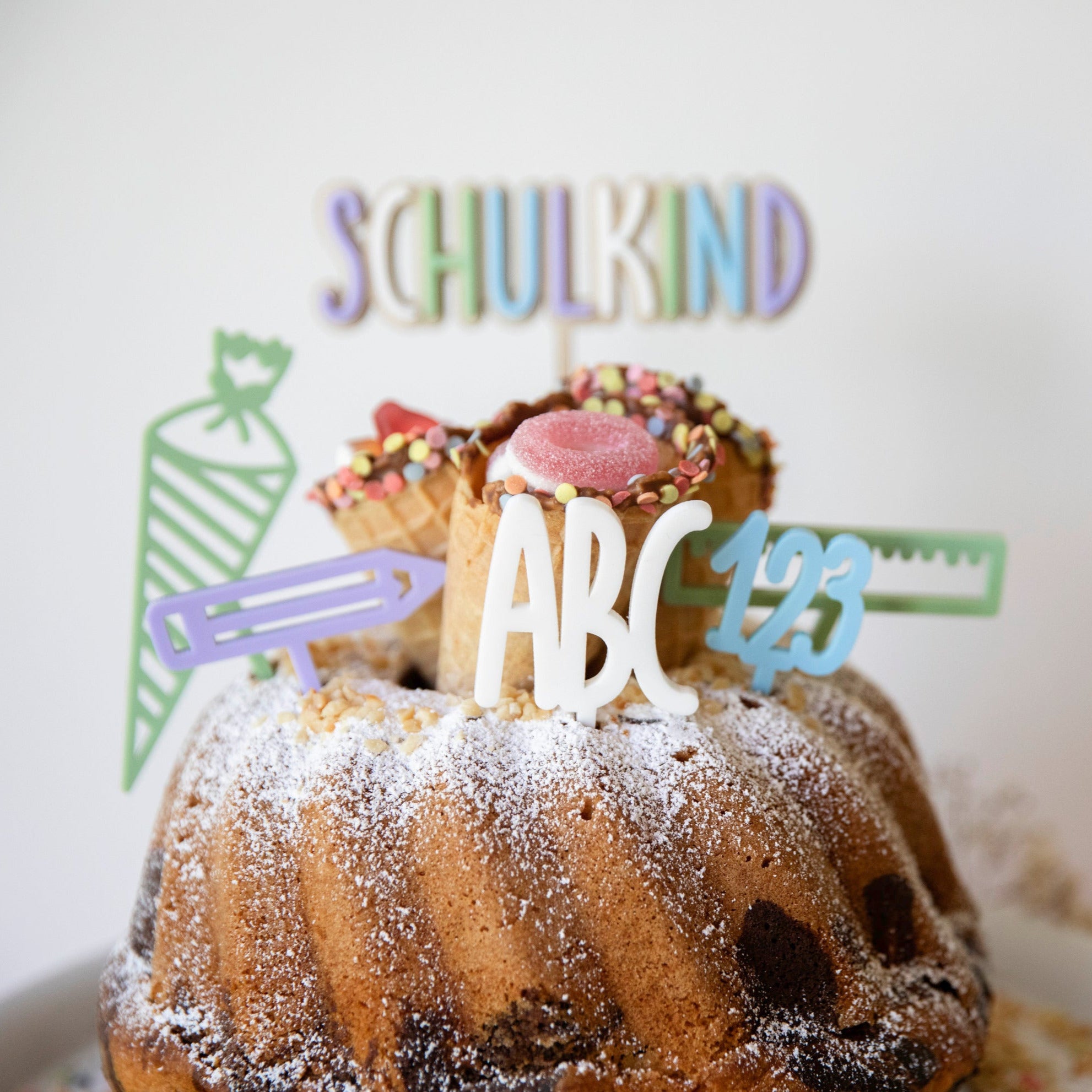 Caketopper Set Schulkind personalisiert - Acryl