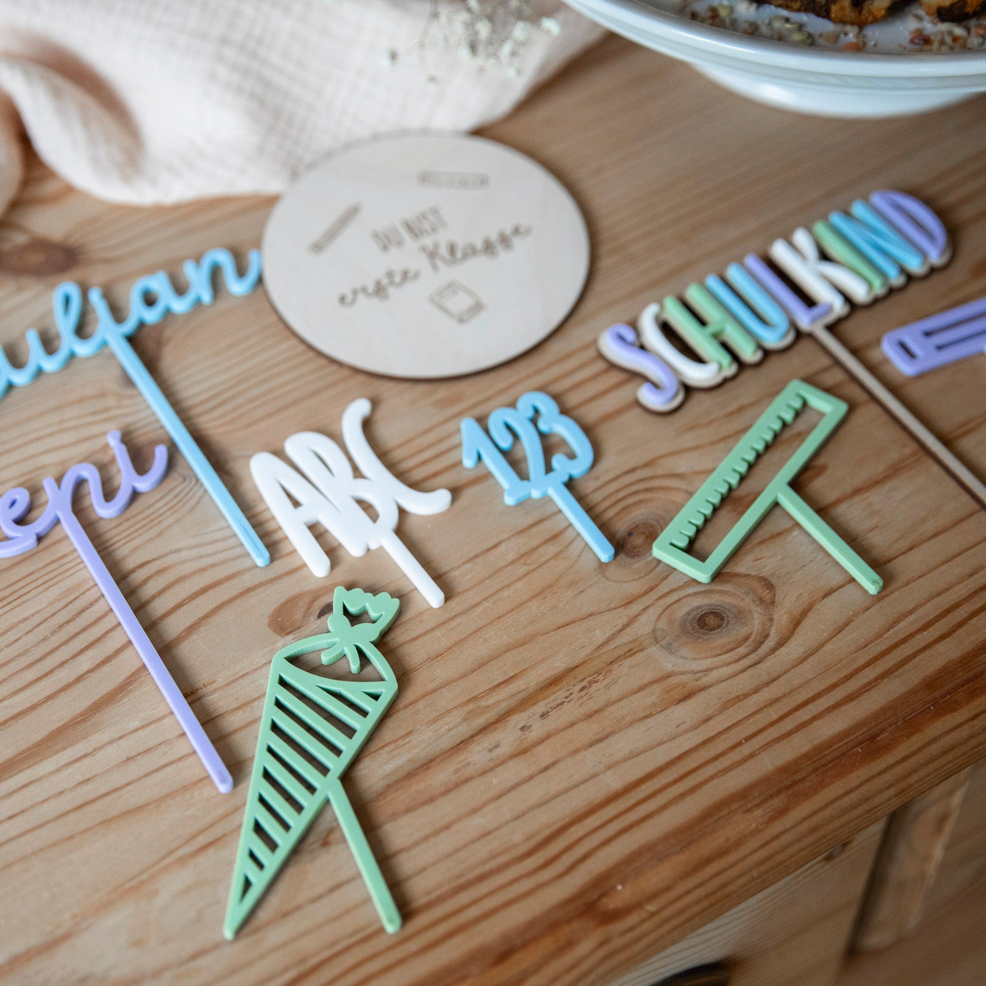 Caketopper Set Schulkind personalisiert - Acryl