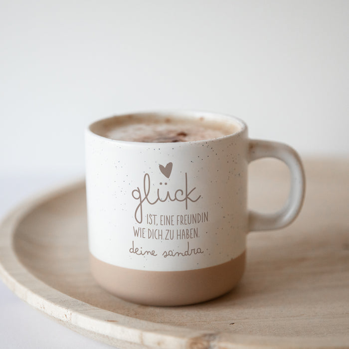 Personalisierte Steingut-Tasse mit Gravur – Geschenk für beste Freundin