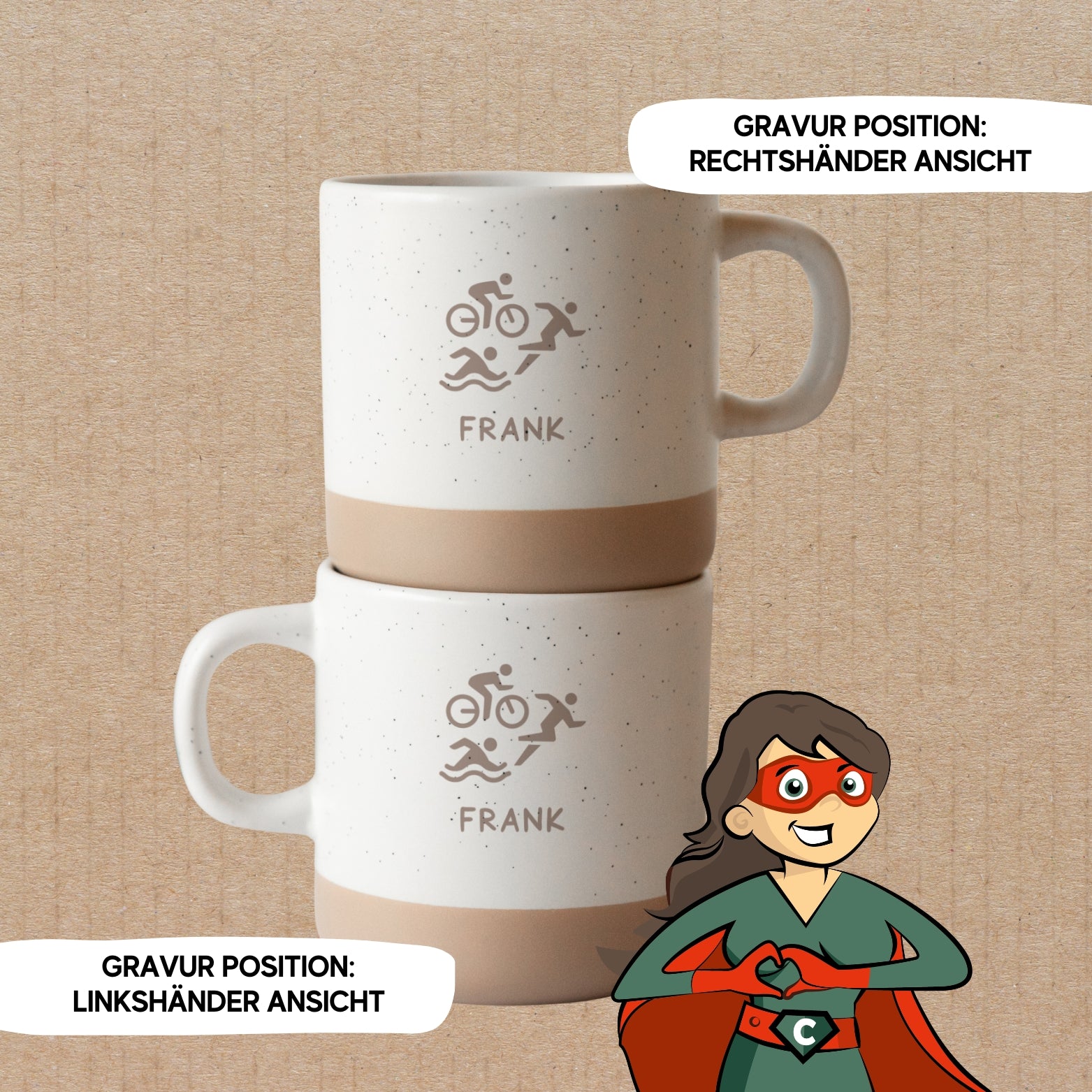 Personalisierte Triathlon-Tasse mit Name oder Bestzeit